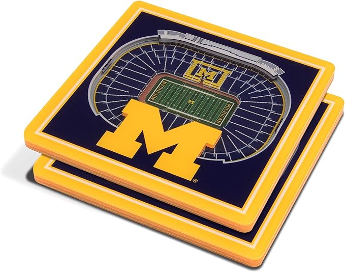 YouTheFan NCAA 3D StadiumView Coasters - University of Michigan - 757 Sports Collectibles