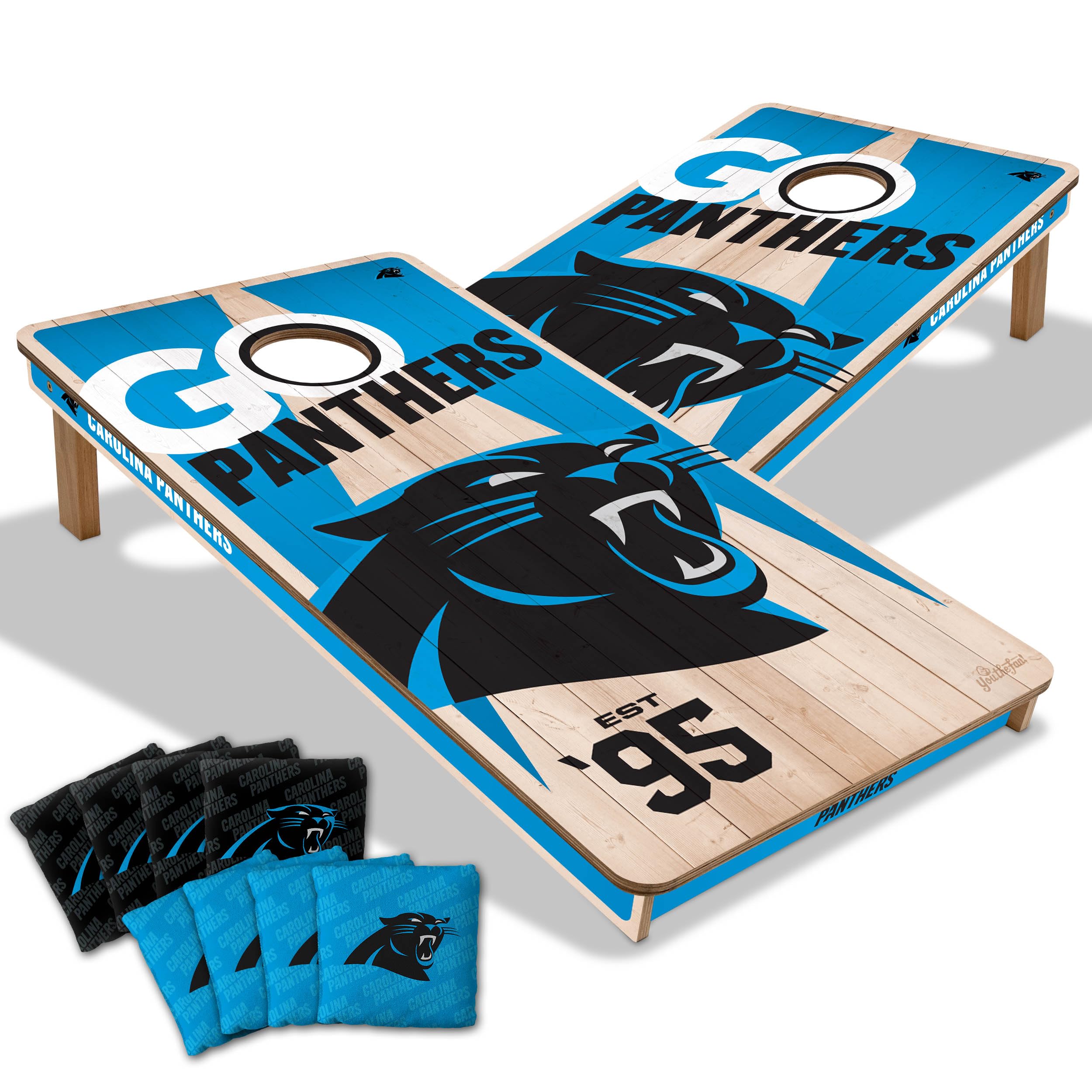 YouTheFan NFL Carolina Panthers 2’ x 4’ Professional Wood Cornhole Game with Logo Bags - Sports Collectibles, Sports Memorabilia, Sports Fan Shop, Sports Gifts