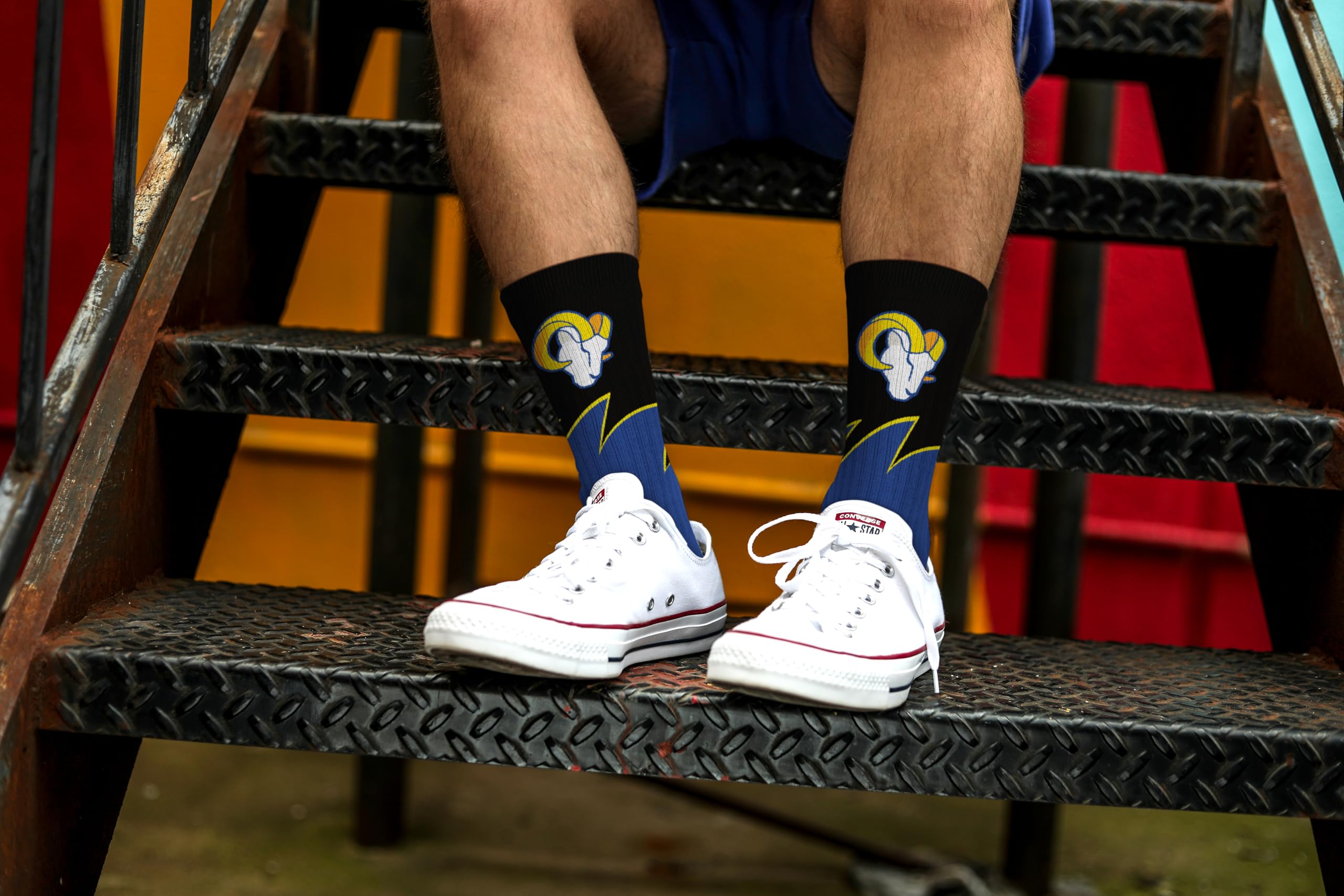 For Bare Feet NFL LOS ANGELES RAMS Black Wave Crew Sock Team Color YOUTH - Sports Gifts, Sports Memorabilia, Sports Collectibles, Fan Shop
