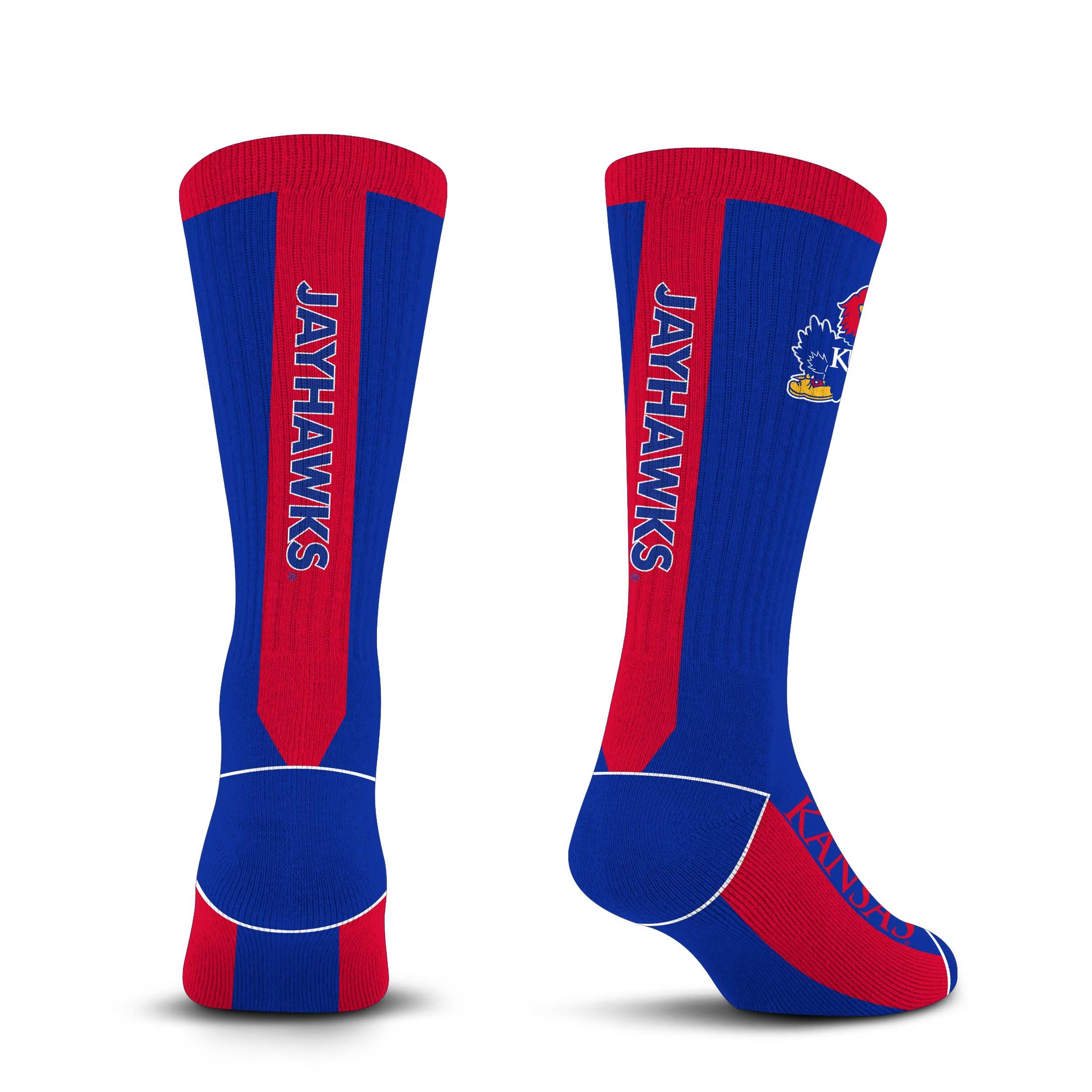 For Bare Feet NCAA KANSAS JAYHAWKS MVP Crew Sock Team Color Large - Sports Gifts, Sports Memorabilia, Sports Collectibles, Fan Shop