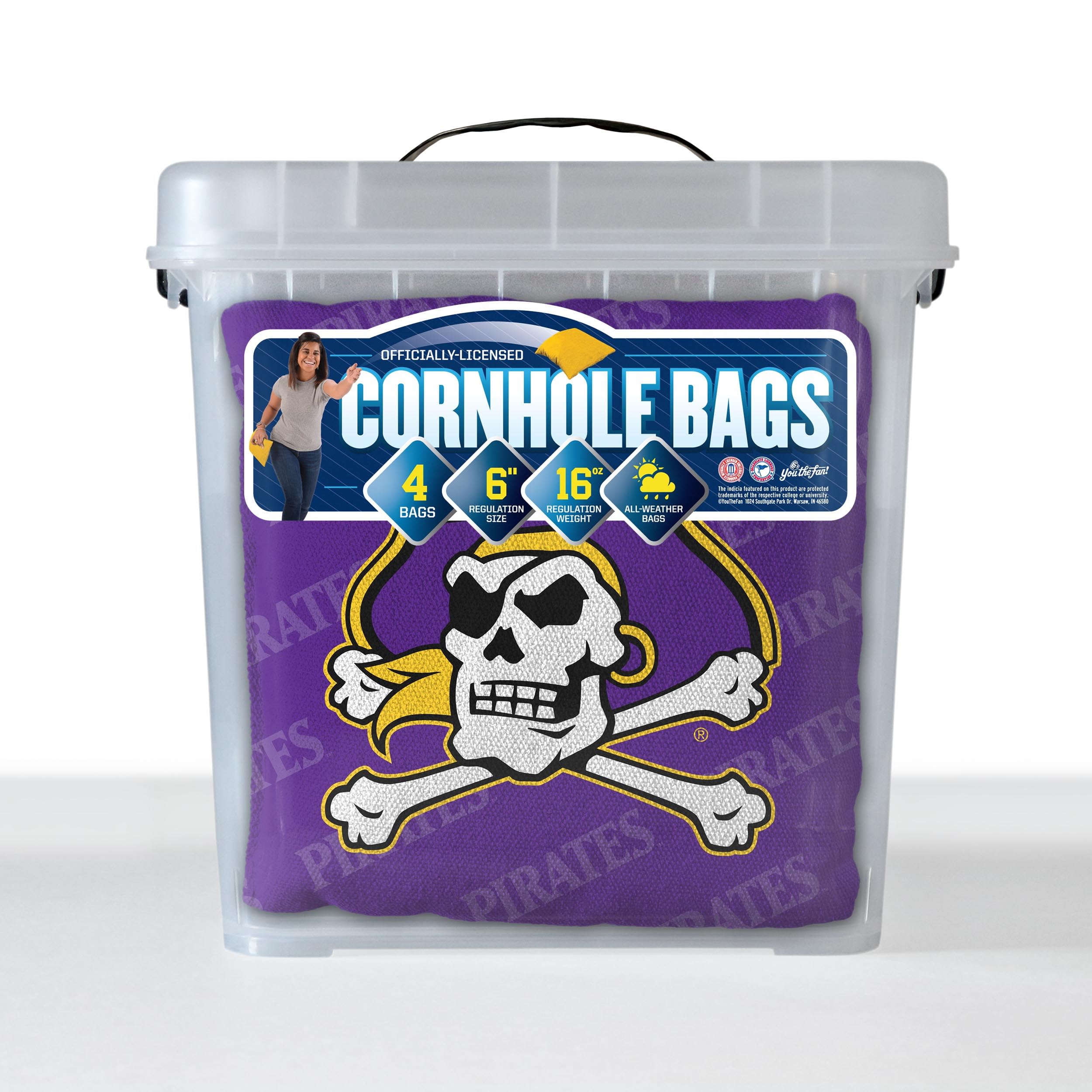 YouTheFan NCAA East Carolina Pirates Cornhole Bags - 4PK - Purple - Sports Collectibles, Sports Memorabilia, Sports Fan Shop, Sports Gifts