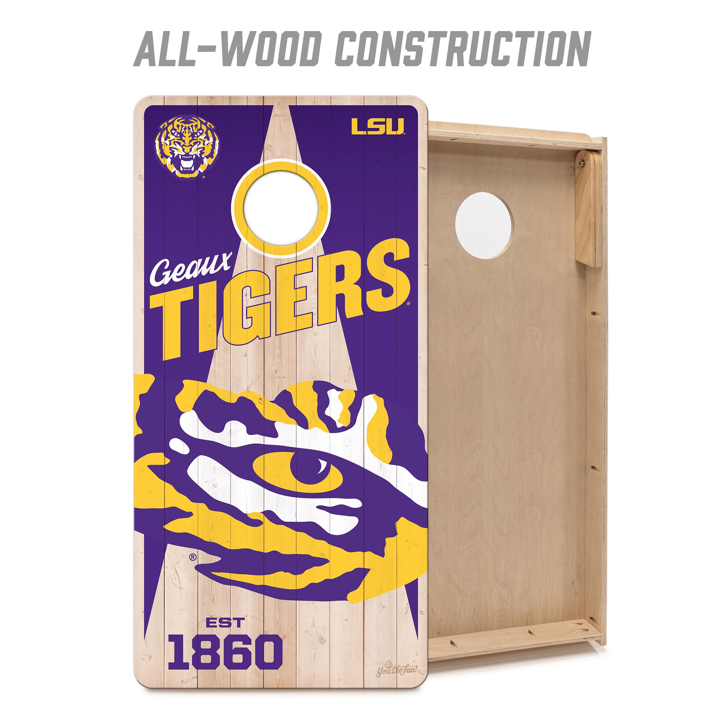 YouTheFan NCAA LSU Tigers 2’ x 4’ Professional Wood Cornhole Game with Logo Bags - Sports Collectibles, Sports Memorabilia, Sports Fan Shop, Sports Gifts