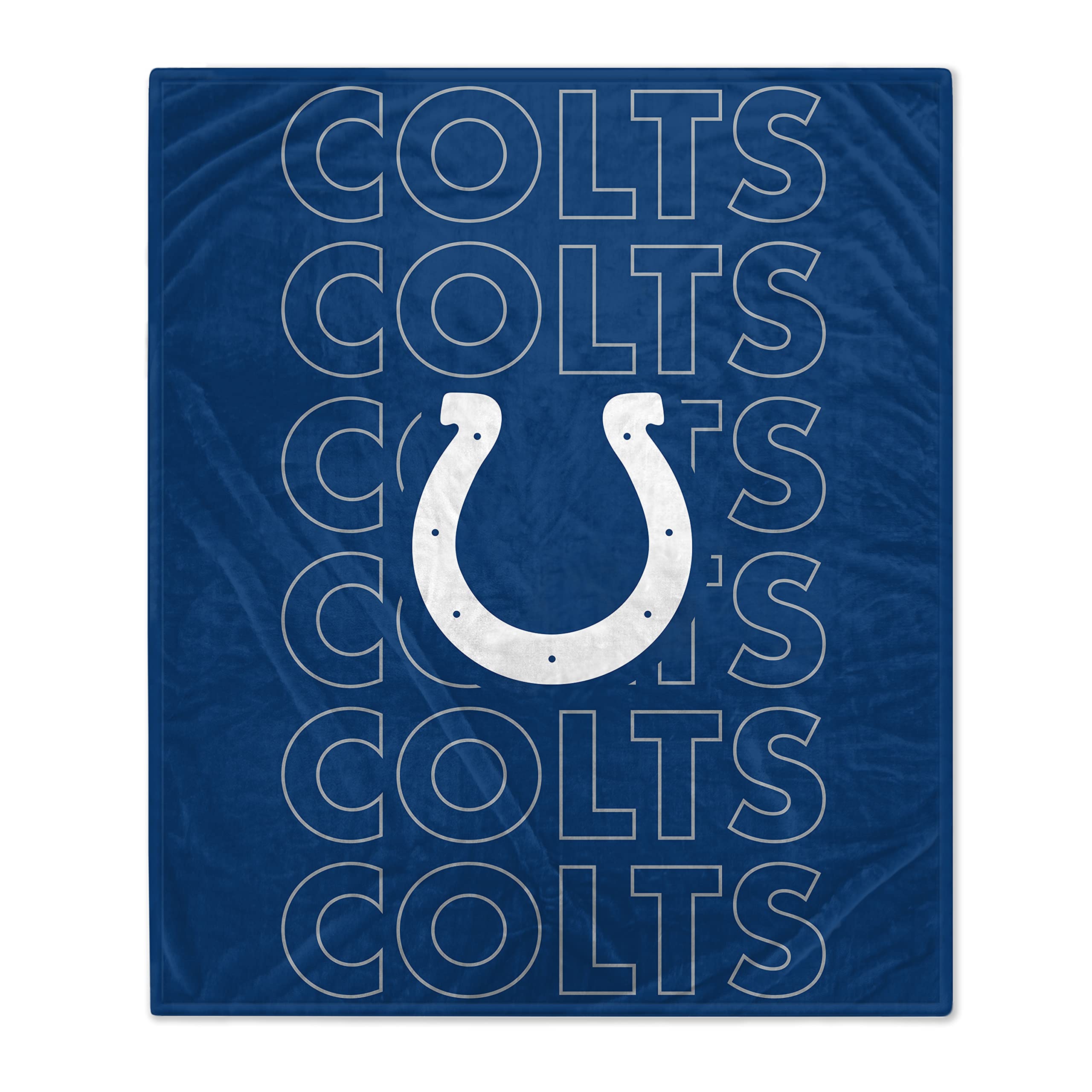 Pegasus Sports NFL Echo Team Wordmark Plush Blanket- Indianapolis Colts, 60x70 - Sports Gifts, Sports Memorabilia, Sports Collectibles, Fan Shop