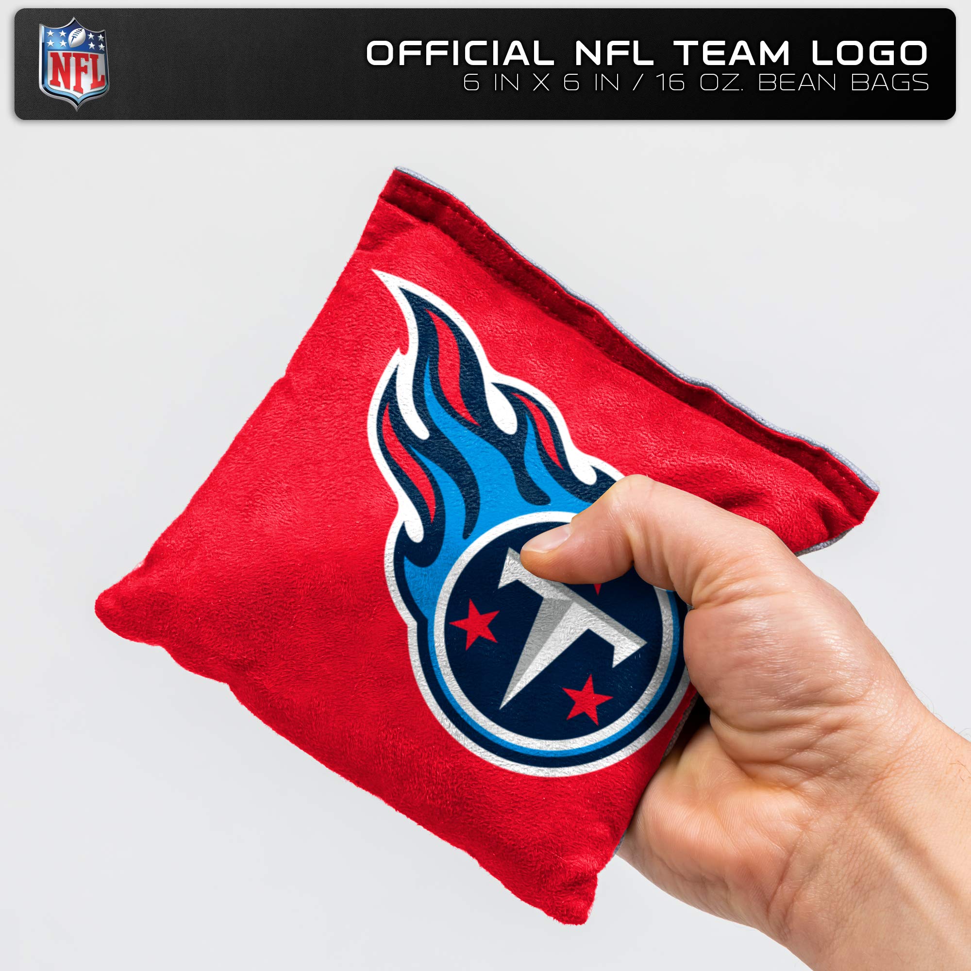 NFL Pro Football Tennessee Titans Dual-Sided Bean Bags by Wild Sports, 4 Pack - Premium Toss Bags for Cornhole Sets - Sports Collectibles, Sports Memorabilia, Sports Fan Shop, Sports Gifts