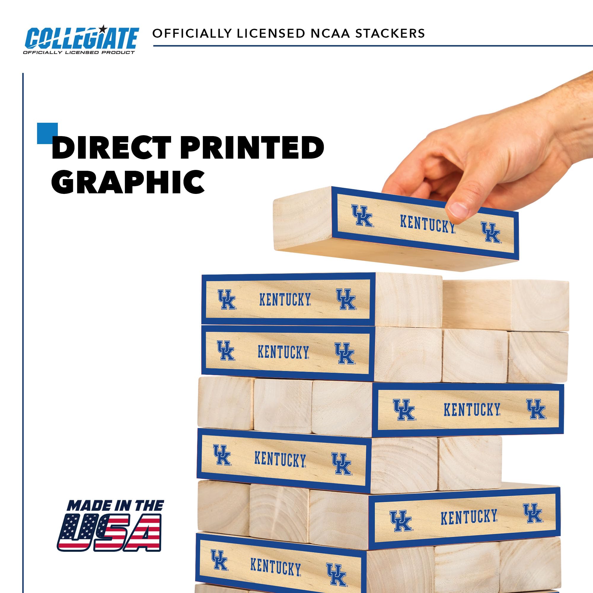 Wild Sports NCAA Kentucky Wildcats Giant Stacking Wooden Blocks – Tumbling Tower Classic Family Game Stacks Over 5 ft. High – Great Gift for Any College Football Fan! - Sports Collectibles, Sports Memorabilia, Sports Fan Shop, Sports Gifts