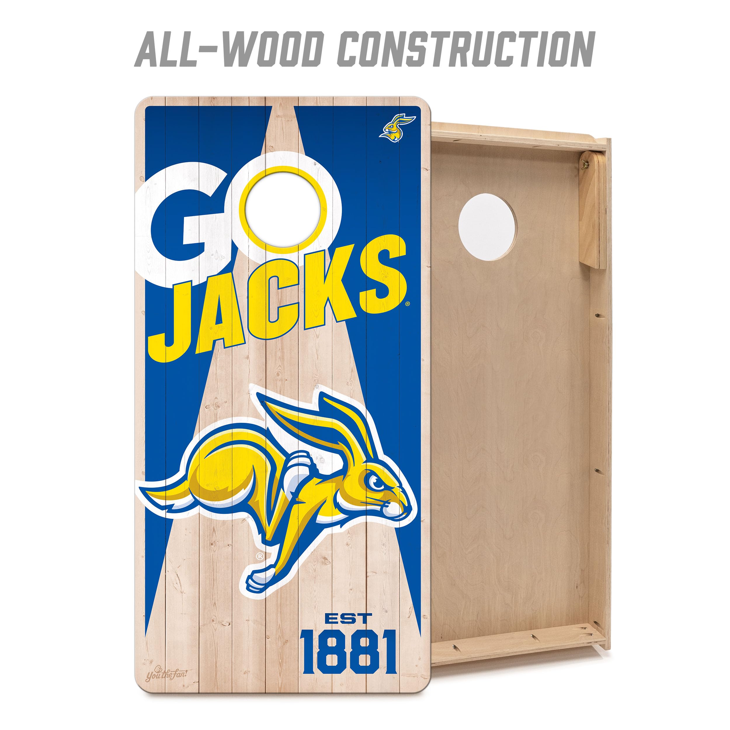 YouTheFan NCAA South Dakota State Jackrabbits 2’ x 4’ Professional Wood Cornhole Game with Logo Bags - Sports Collectibles, Sports Memorabilia, Sports Fan Shop, Sports Gifts