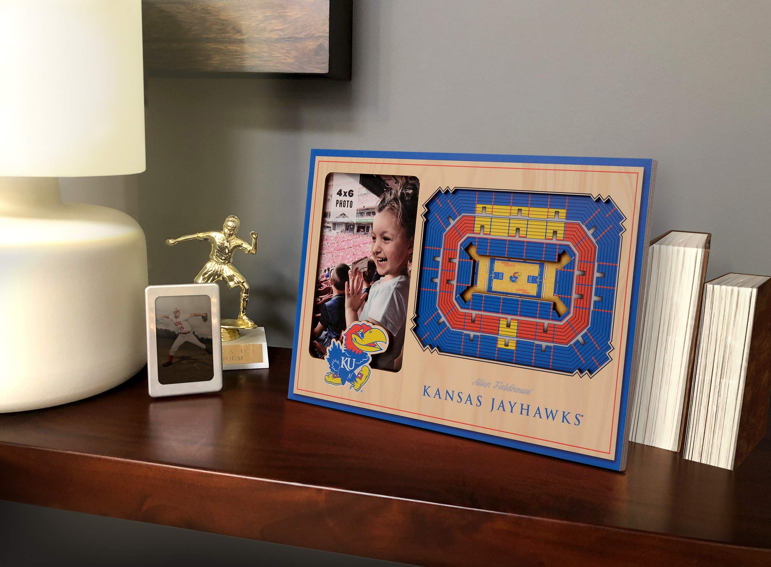 YouTheFan NCAA Kansas Jayhawks 3D StadiumView Picture Frame - Allen Fieldhouse, 12" x 8" - Sports Collectibles, Sports Memorabilia, Sports Fan Shop, Sports Gifts