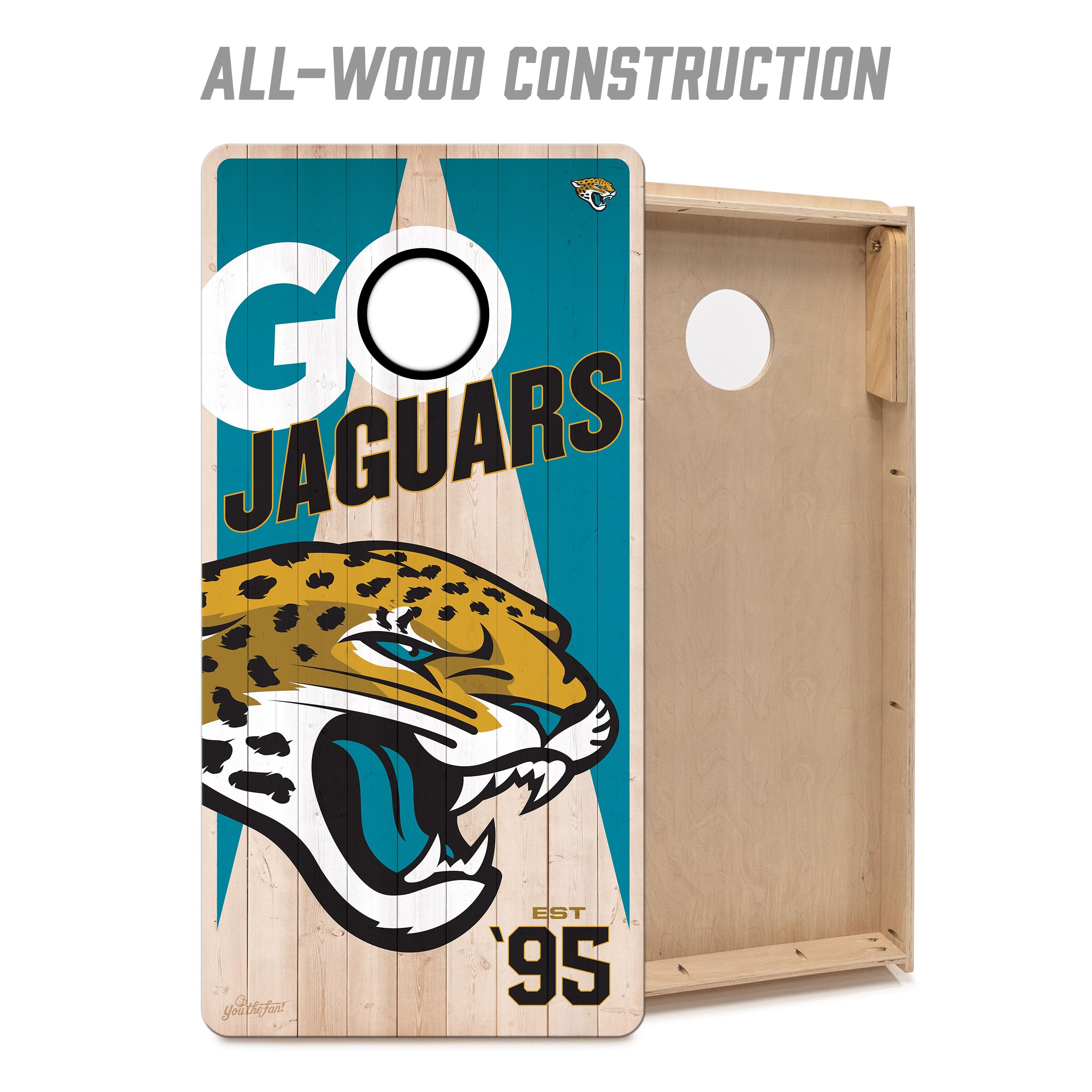 YouTheFan NFL Jacksonville Jaguars 2’ x 4’ Professional Wood Cornhole Game with Logo Bags - Sports Collectibles, Sports Memorabilia, Sports Fan Shop, Sports Gifts