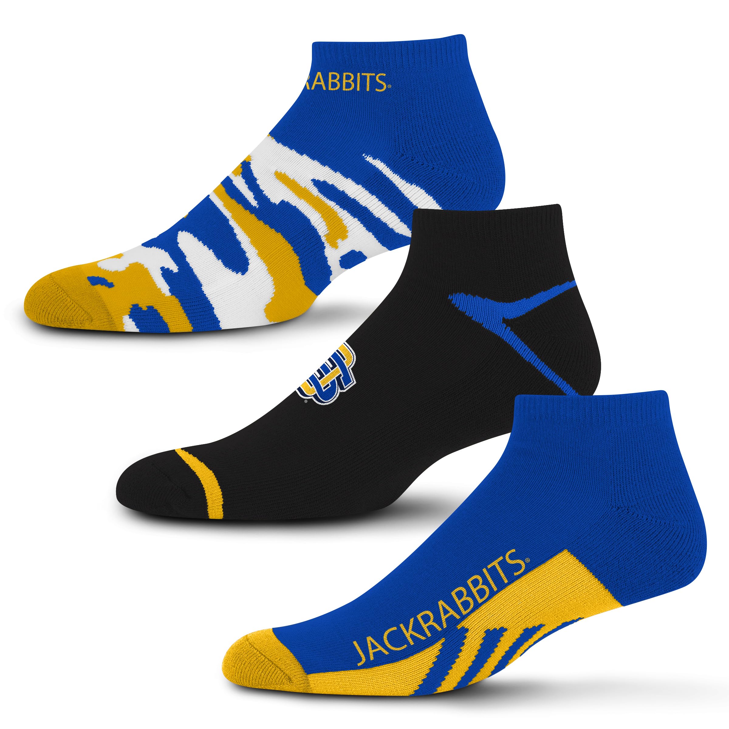 For Bare Feet NCAA South Dakota State Jackrabbits CAMO BOOM 3 Pack Ankle Sock Team Colors Large - Sports Gifts, Sports Memorabilia, Sports Collectibles, Fan Shop
