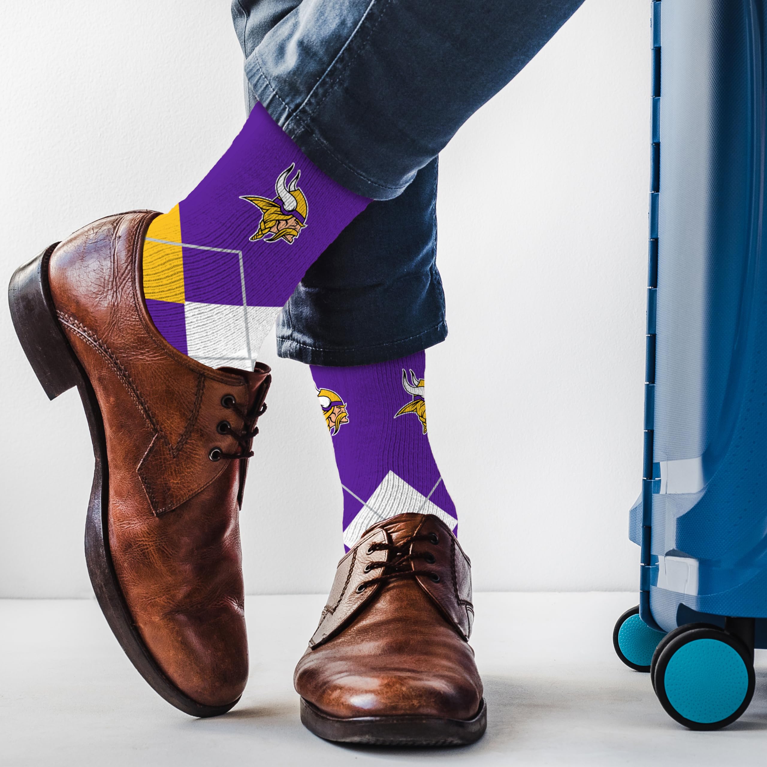 For Bare Feet NFL MINNESOTA VIKINGS Argyle Remix Premium Dress Sock Team Color OSFM - Sports Gifts, Sports Memorabilia, Sports Collectibles, Fan Shop
