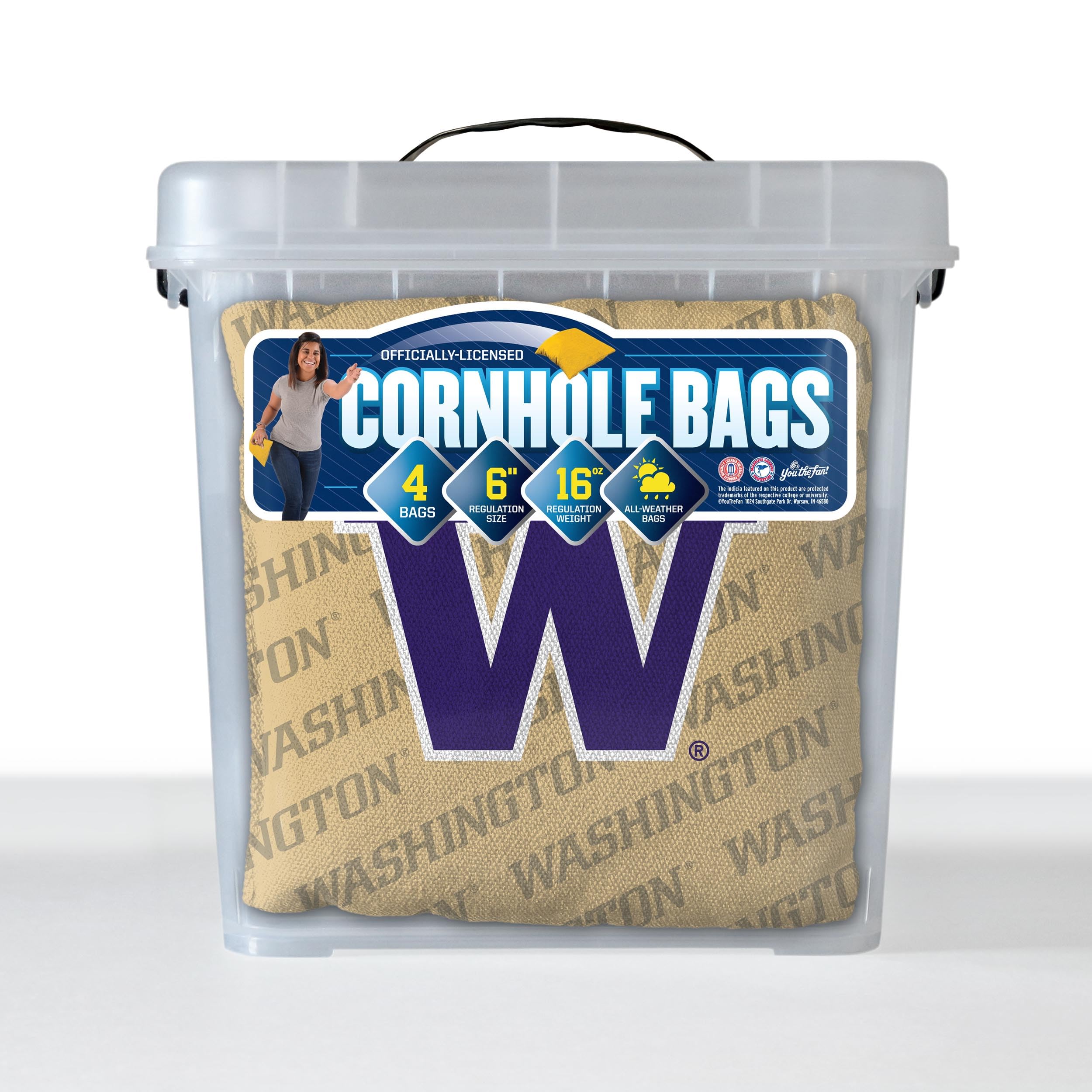 YouTheFan NCAA Washington Huskies Cornhole Bags - 4PK - Gold - Sports Collectibles, Sports Memorabilia, Sports Fan Shop, Sports Gifts