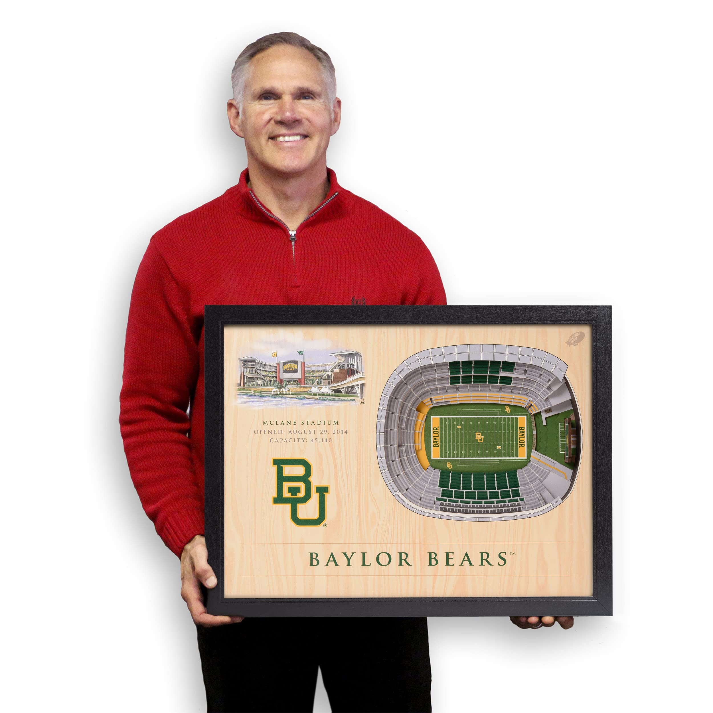 YouTheFan NCAA Baylor Bears 25-Layer StadiumViews 3D Wall Art - McLane Stadium - Sports Collectibles, Sports Memorabilia, Sports Fan Shop, Sports Gifts