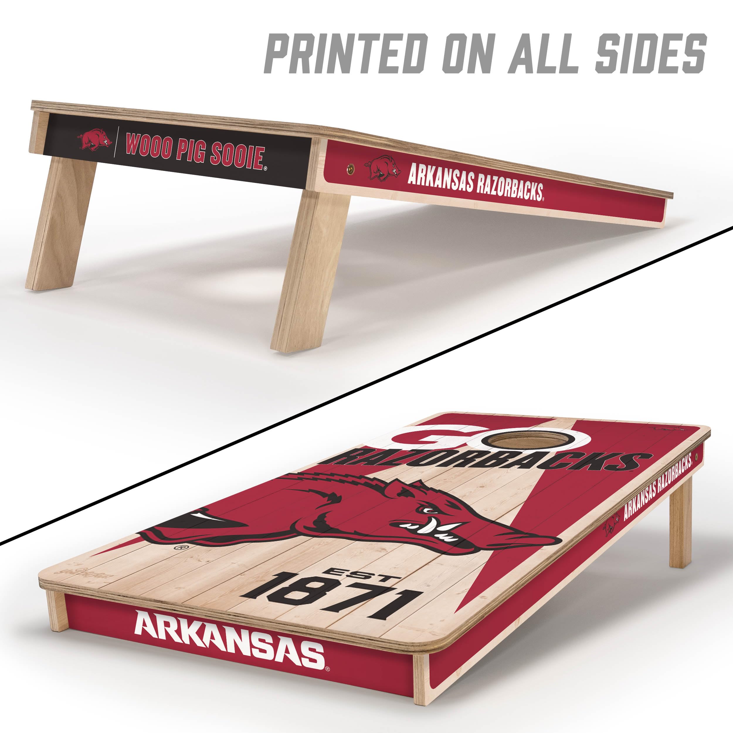 YouTheFan NCAA Arkansas Razorbacks 2’ x 4’ Professional Wood Cornhole Game with Logo Bags - Sports Collectibles, Sports Memorabilia, Sports Fan Shop, Sports Gifts