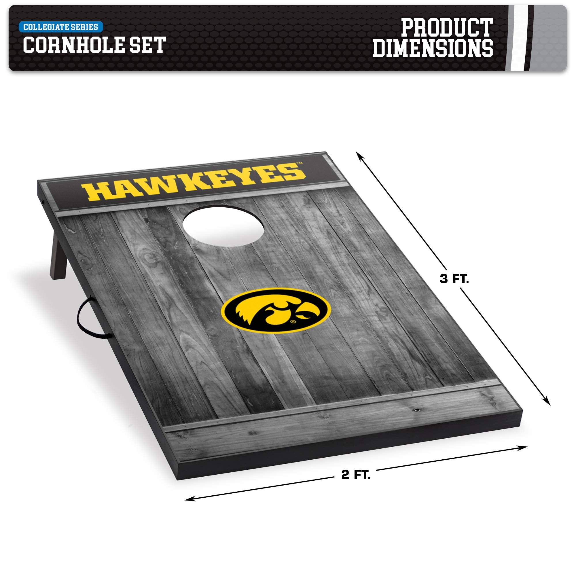 Wild Sports 2'x3' MDF Wood NCAA College Iowa Hawkeyes Cornhole Set - Sports Collectibles, Sports Memorabilia, Sports Fan Shop, Sports Gifts