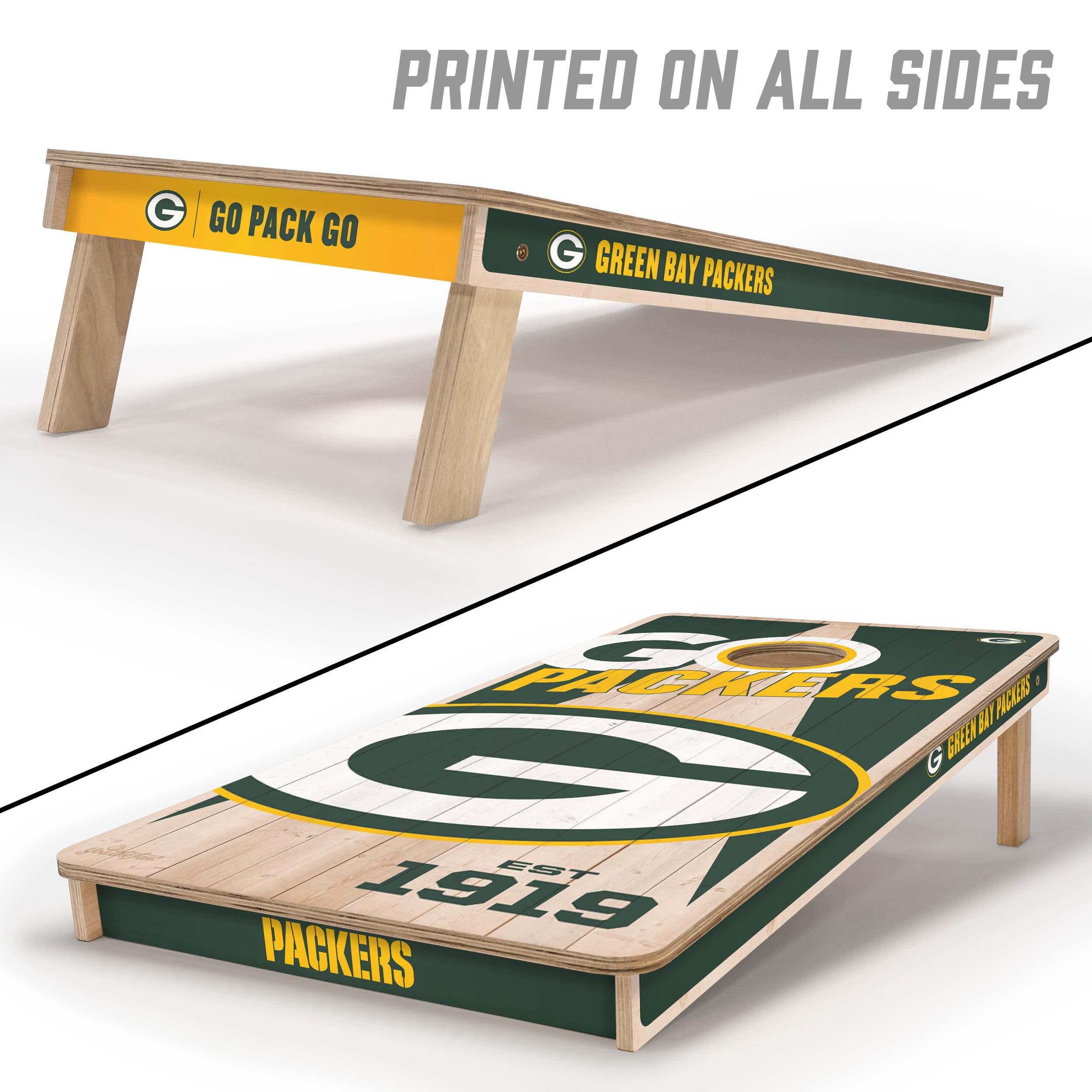 YouTheFan NFL Green Bay Packers 2’ x 4’ Professional Wood Cornhole Game with Logo Bags - Sports Collectibles, Sports Memorabilia, Sports Fan Shop, Sports Gifts