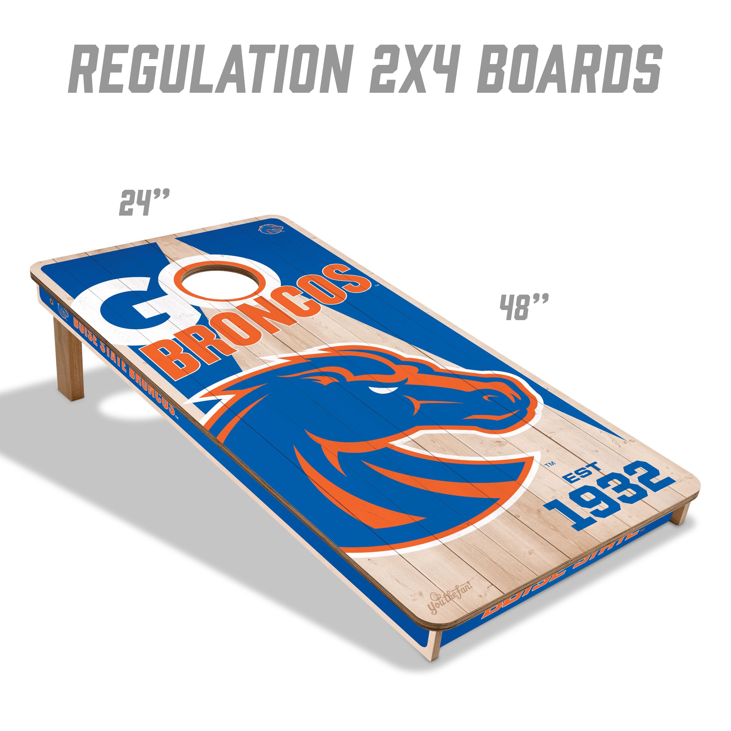 YouTheFan NCAA Boise State Broncos 2’ x 4’ Professional Wood Cornhole Game with Logo Bags - Sports Collectibles, Sports Memorabilia, Sports Fan Shop, Sports Gifts
