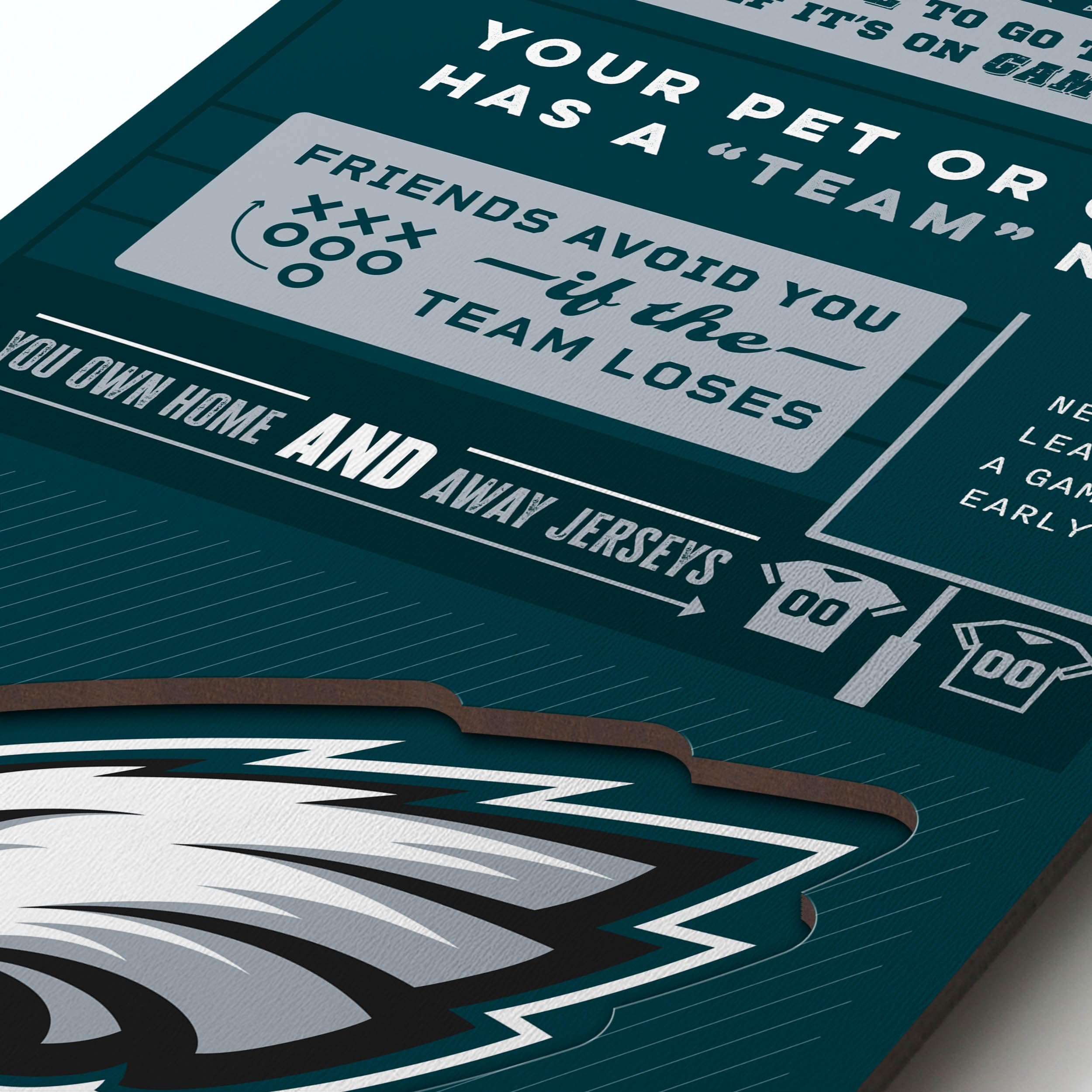 YouTheFan Officially-licensed NFL Philadelphia Eagles 6x19 Top 10 Signs Banner - humorous descriptions - fun sports fan phrases, original design, indoor team wall decor fan gift - Sports Collectibles, Sports Memorabilia, Sports Fan Shop, Sports Gifts