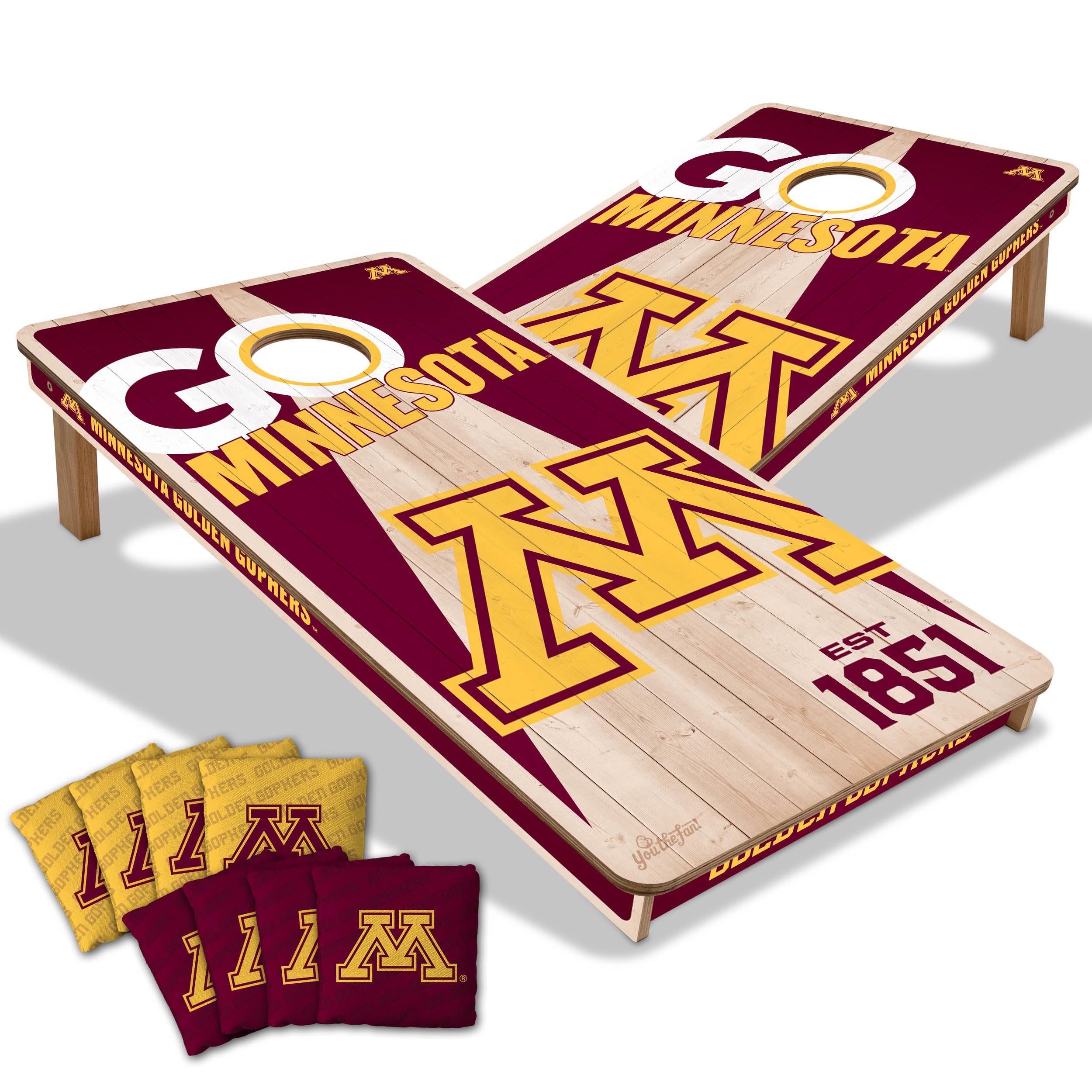 YouTheFan NCAA Minnesota Golden Gophers 2’ x 4’ Professional Wood Cornhole Game with Logo Bags - Sports Collectibles, Sports Memorabilia, Sports Fan Shop, Sports Gifts