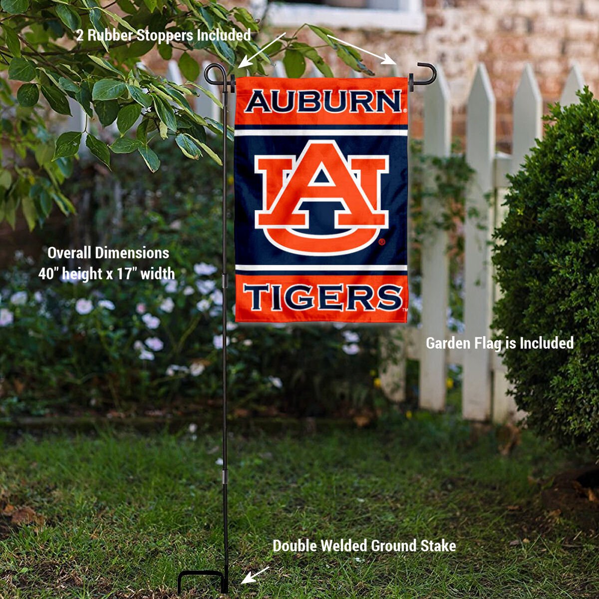 College Flags & Banners Co. Auburn Garden Flag with Stand Holder - Sports Collectibles, Sports Memorabilia, Sports Fan Shop, Sports Gifts