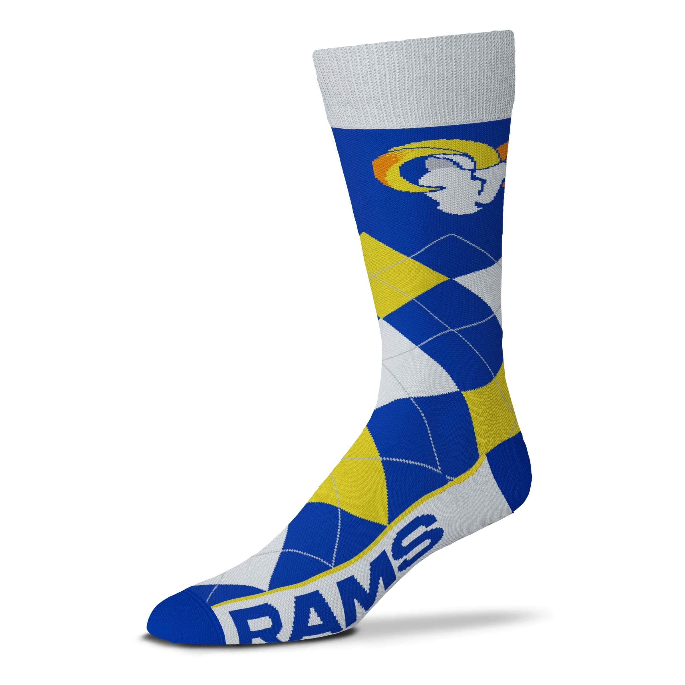 For Bare Feet NFL Los Angeles Rams Argyle Line Up Dress Sock Team Color OSFM - Sports Gifts, Sports Memorabilia, Sports Collectibles, Fan Shop