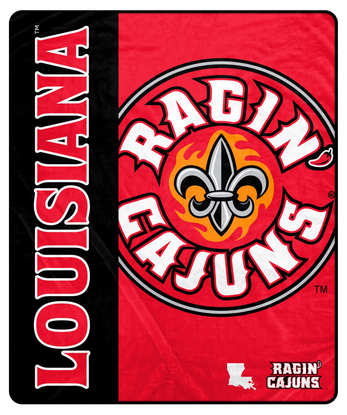 Proformance Home NCAA Louisiana Lafayette Ragin' Cajuns Endzone Ultra Soft Tailgate Throw - Sports Gifts, Sports Memorabilia, Sports Collectibles, Fan Shop