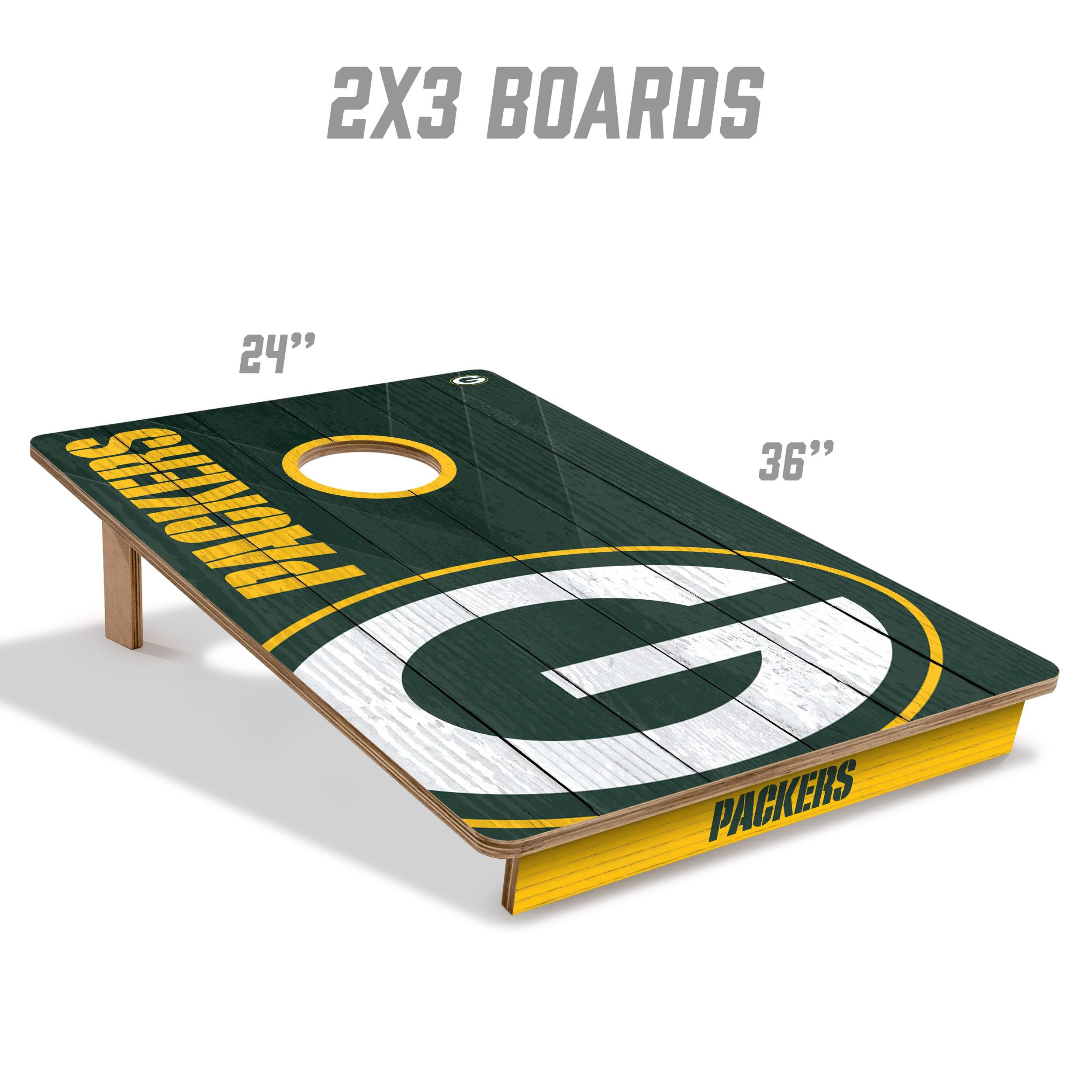 YouTheFan NFL Green Bay Packers 2’ x 3’ Wood Cornhole Game with Logo Bags - Sports Collectibles, Sports Memorabilia, Sports Fan Shop, Sports Gifts