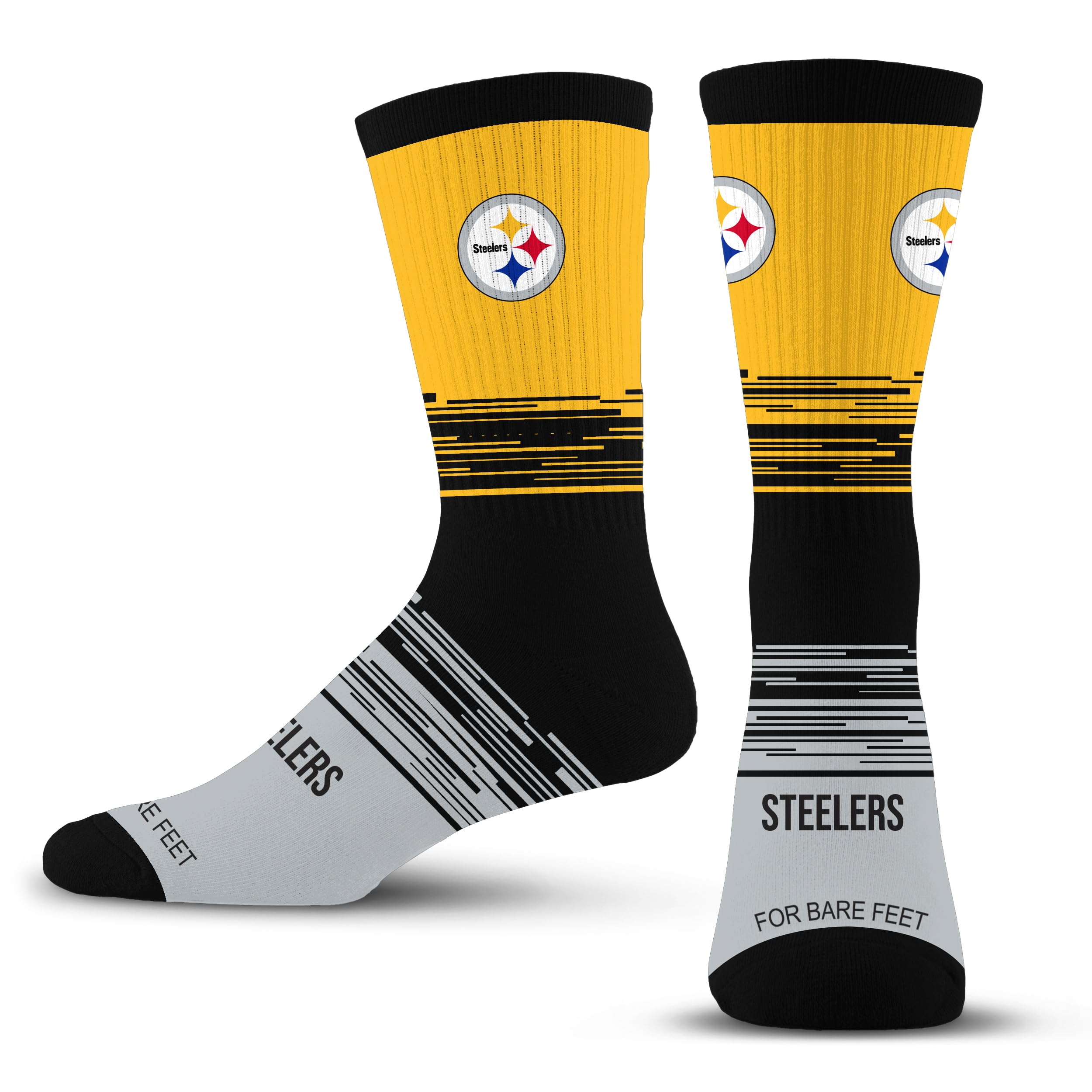 For Bare Feet NFL PITTSBURGH STEELERS Elevate Premium Dress Crew Sock Team Color Large - Sports Gifts, Sports Memorabilia, Sports Collectibles, Fan Shop