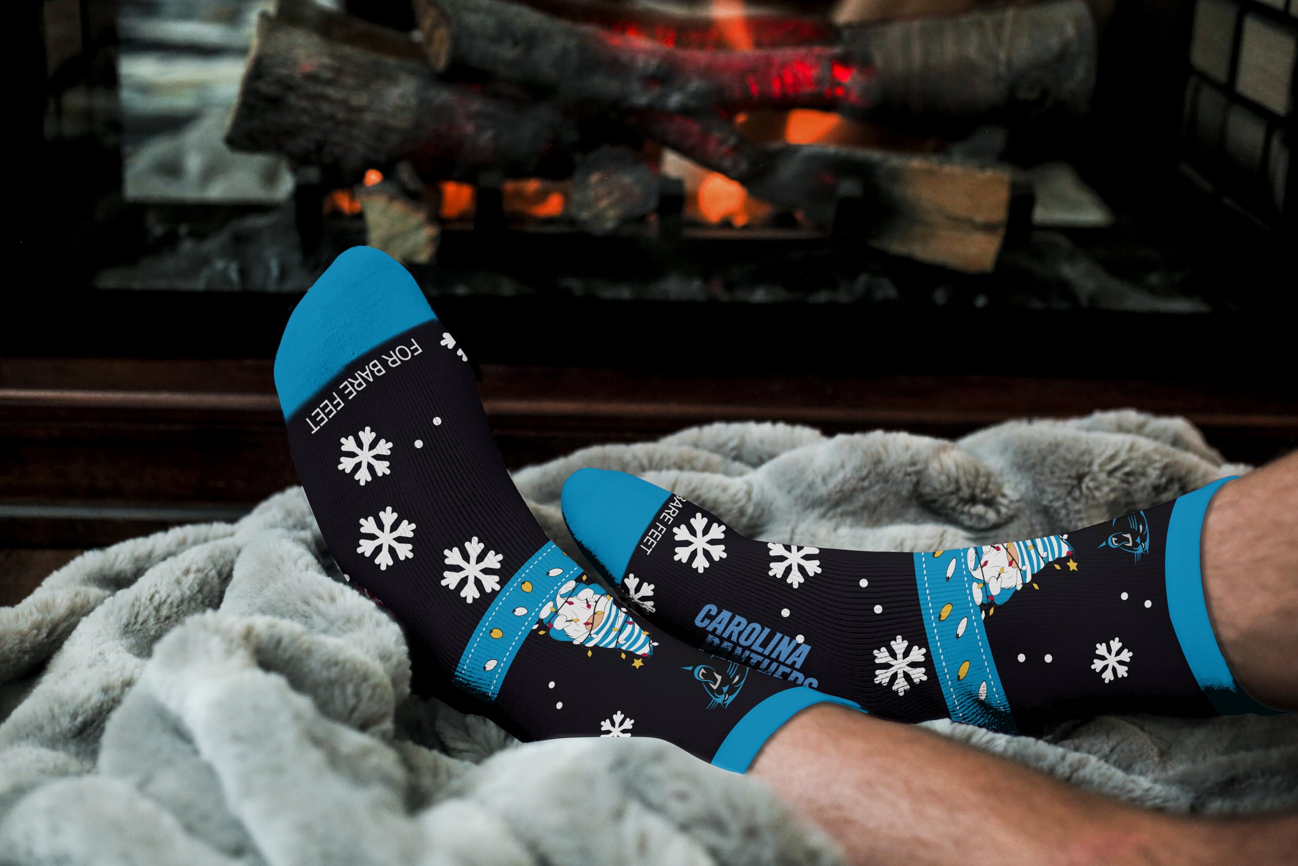 For Bare Feet NFL CAROLINA PANTHERS Holiday Sweater Gnome Team Colors Large - Sports Gifts, Sports Memorabilia, Sports Collectibles, Fan Shop