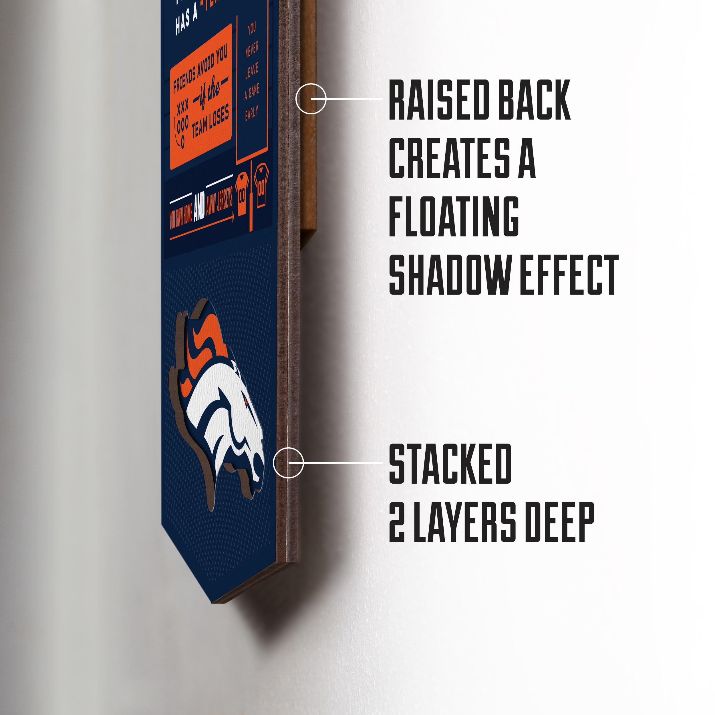 YouTheFan Officially-licensed NFL Denver Broncos 6x19 Top 10 Signs Banner - humorous descriptions - fun sports fan phrases, original design, indoor team wall decor fan gift - Sports Collectibles, Sports Memorabilia, Sports Fan Shop, Sports Gifts