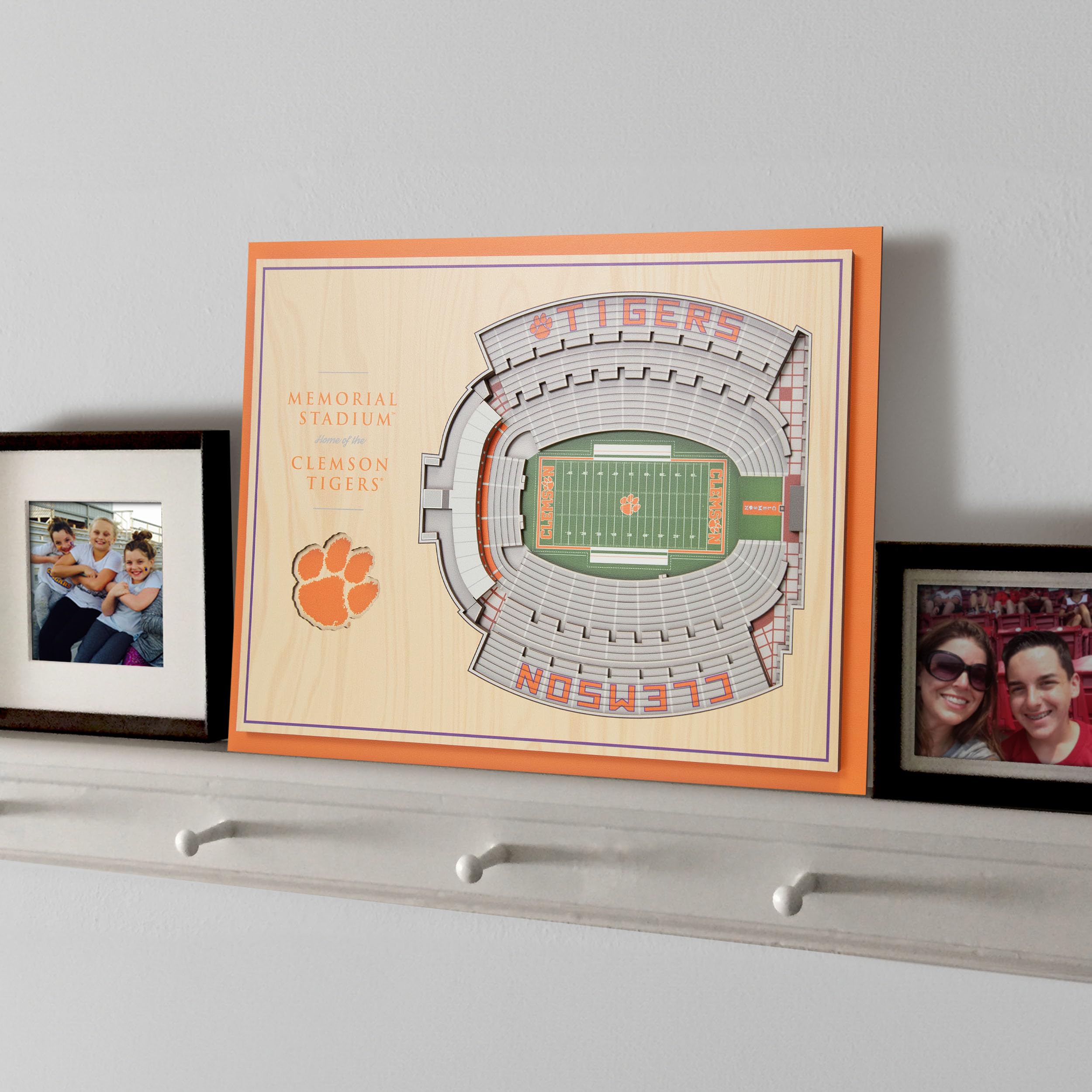 YouTheFan NCAA Clemson Tigers 5-Layer StadiumView 3D Wall Art - Memorial Stadium, 13.00" x 17.00" - Sports Collectibles, Sports Memorabilia, Sports Fan Shop, Sports Gifts