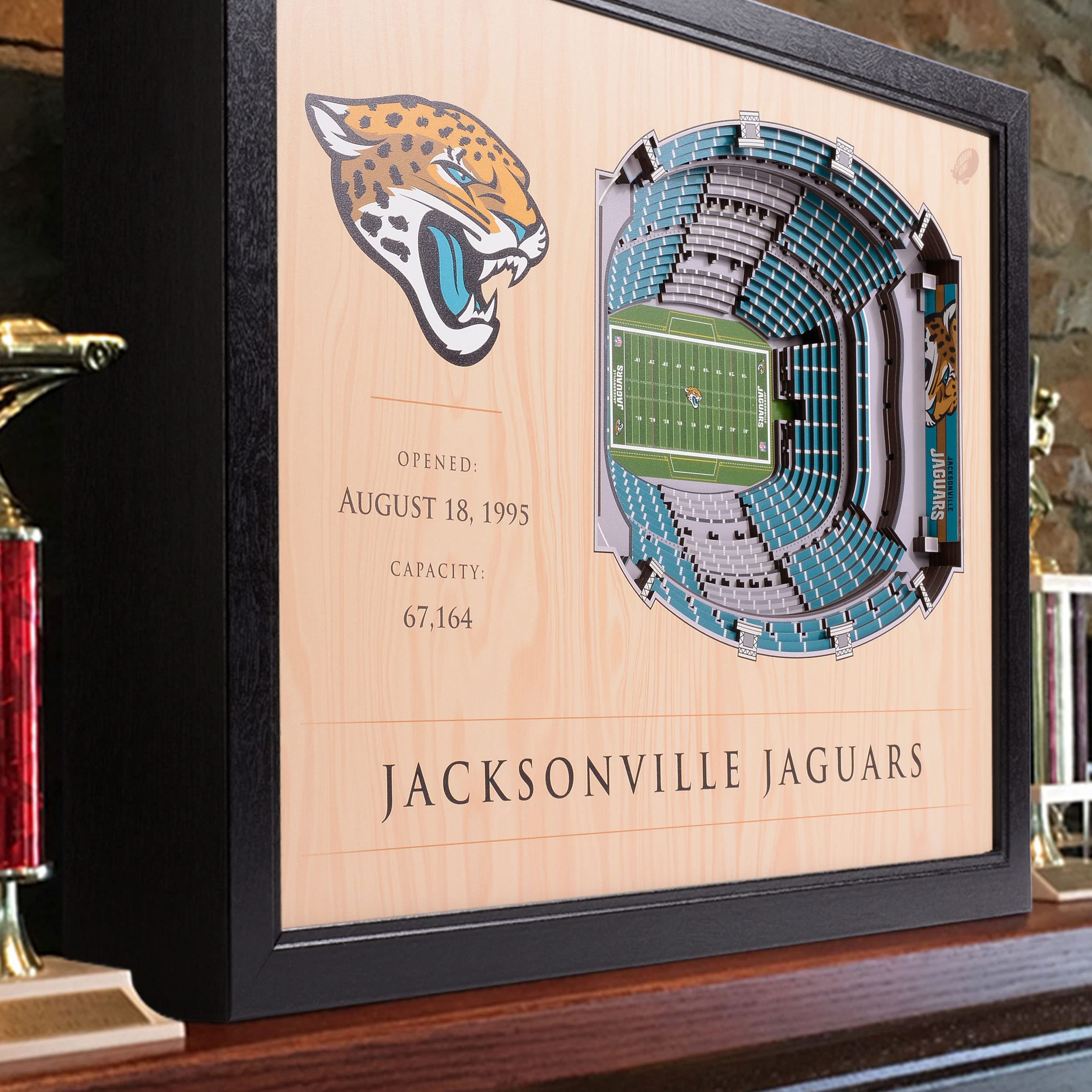 YouTheFan NFL Jacksonville Jaguars 25-Layer StadiumView 3D Wall Art, 19.50" x 25.50" - Sports Collectibles, Sports Memorabilia, Sports Fan Shop, Sports Gifts