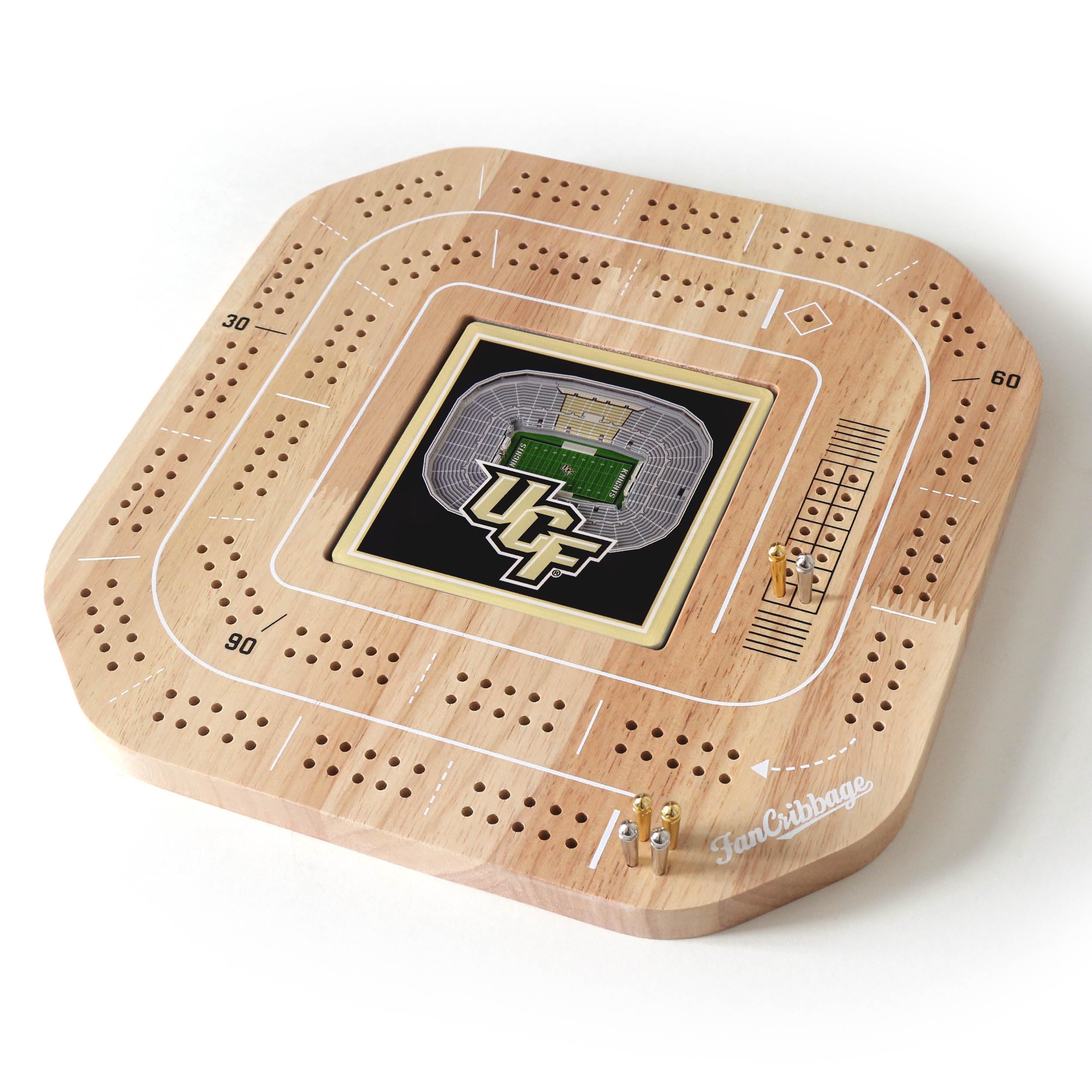 YouTheFan NCAA Central Florida Knights Licensed Fan Cribbage Wood Board Game - Sports Collectibles, Sports Memorabilia, Sports Fan Shop, Sports Gifts
