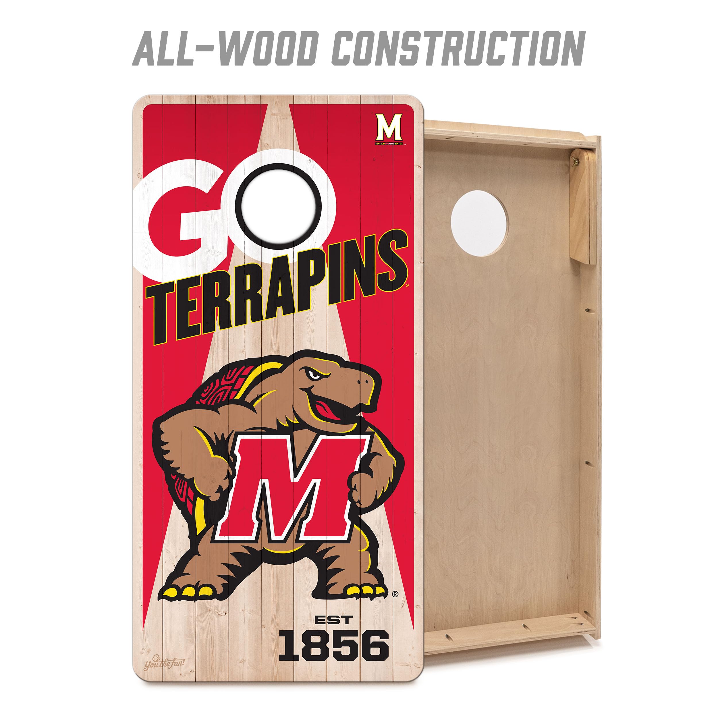 YouTheFan NCAA Maryland Terrapins 2’ x 4’ Professional Wood Cornhole Game with Logo Bags - Sports Collectibles, Sports Memorabilia, Sports Fan Shop, Sports Gifts