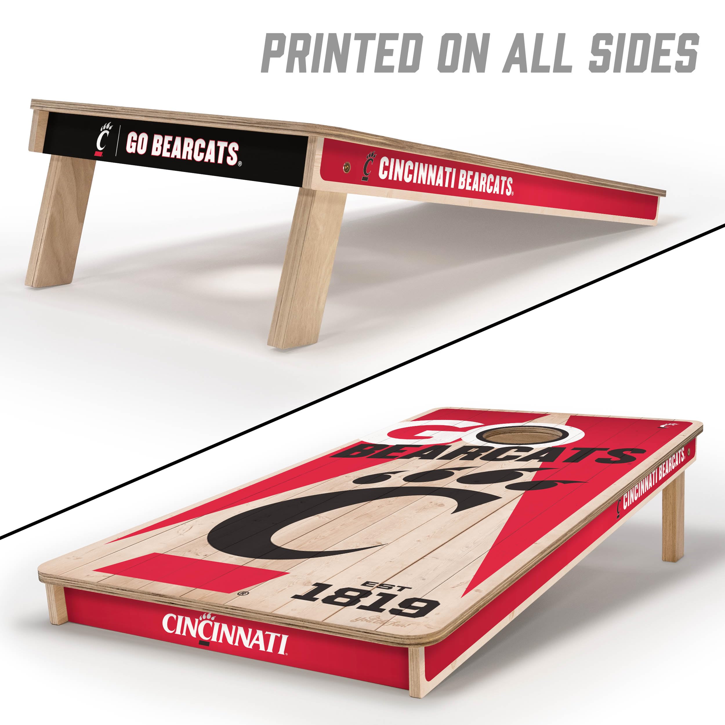 YouTheFan NCAA Cincinnati Bearcats 2’ x 4’ Professional Wood Cornhole Game with Logo Bags - Sports Collectibles, Sports Memorabilia, Sports Fan Shop, Sports Gifts