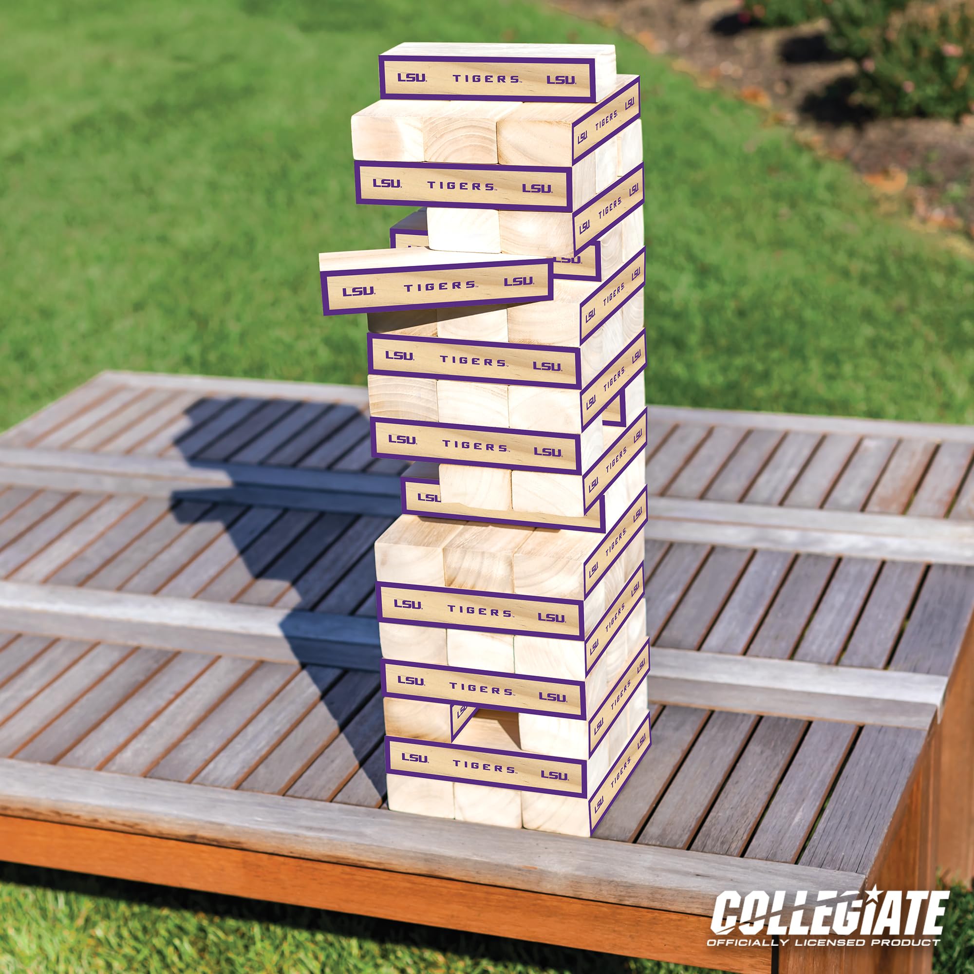 Wild Sports NCAA LSU Tigers Giant Stacking Wooden Blocks – Tumbling Tower Classic Family Game Stacks Over 5 ft. High – Great Gift for Any College Football Fan! - Sports Collectibles, Sports Memorabilia, Sports Fan Shop, Sports Gifts
