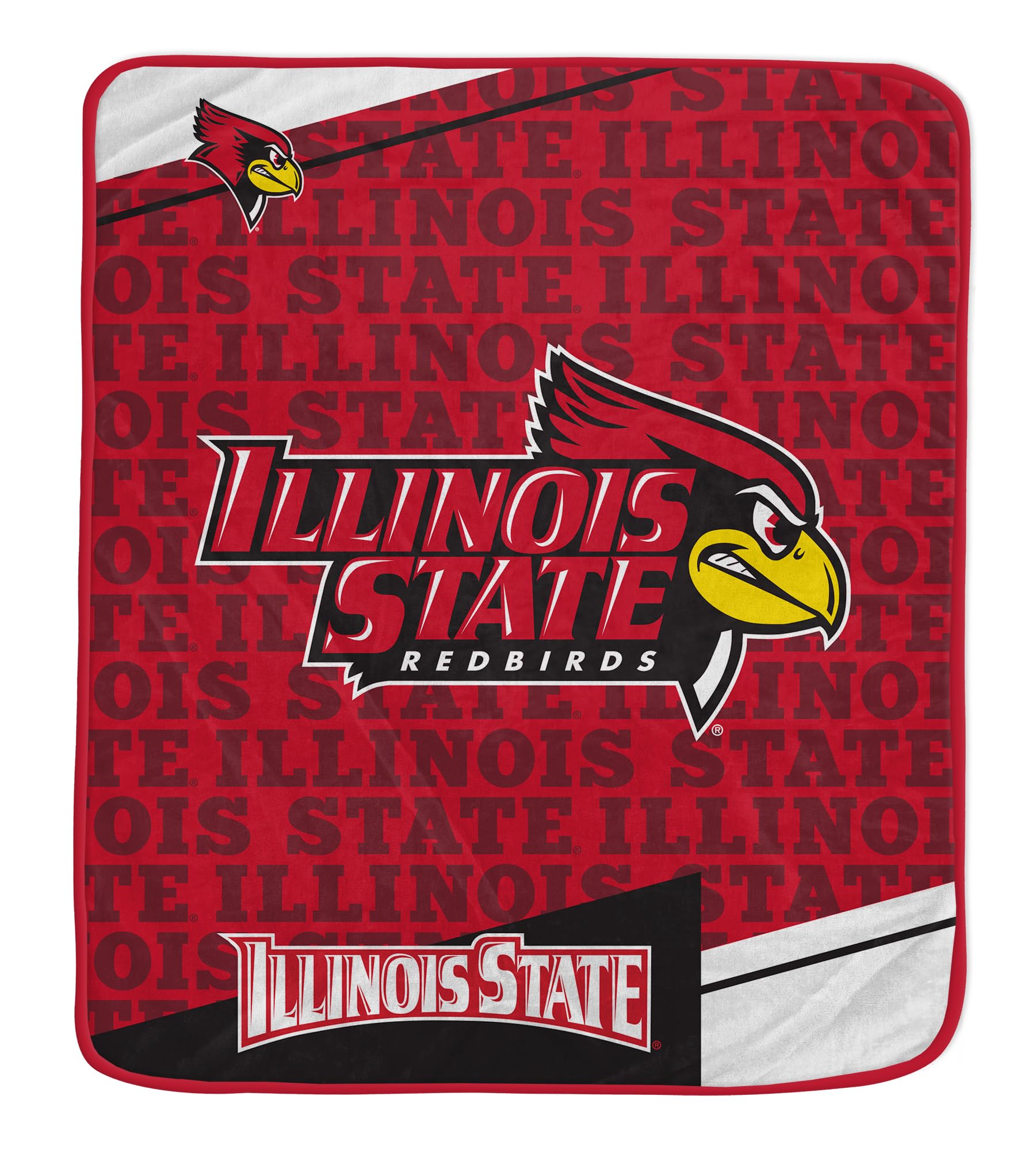 Pegasus Sports NCAA Illinois State Redbirds Diagonal Ghost Ultra Soft Blanket - Sports Gifts, Sports Memorabilia, Sports Collectibles, Fan Shop
