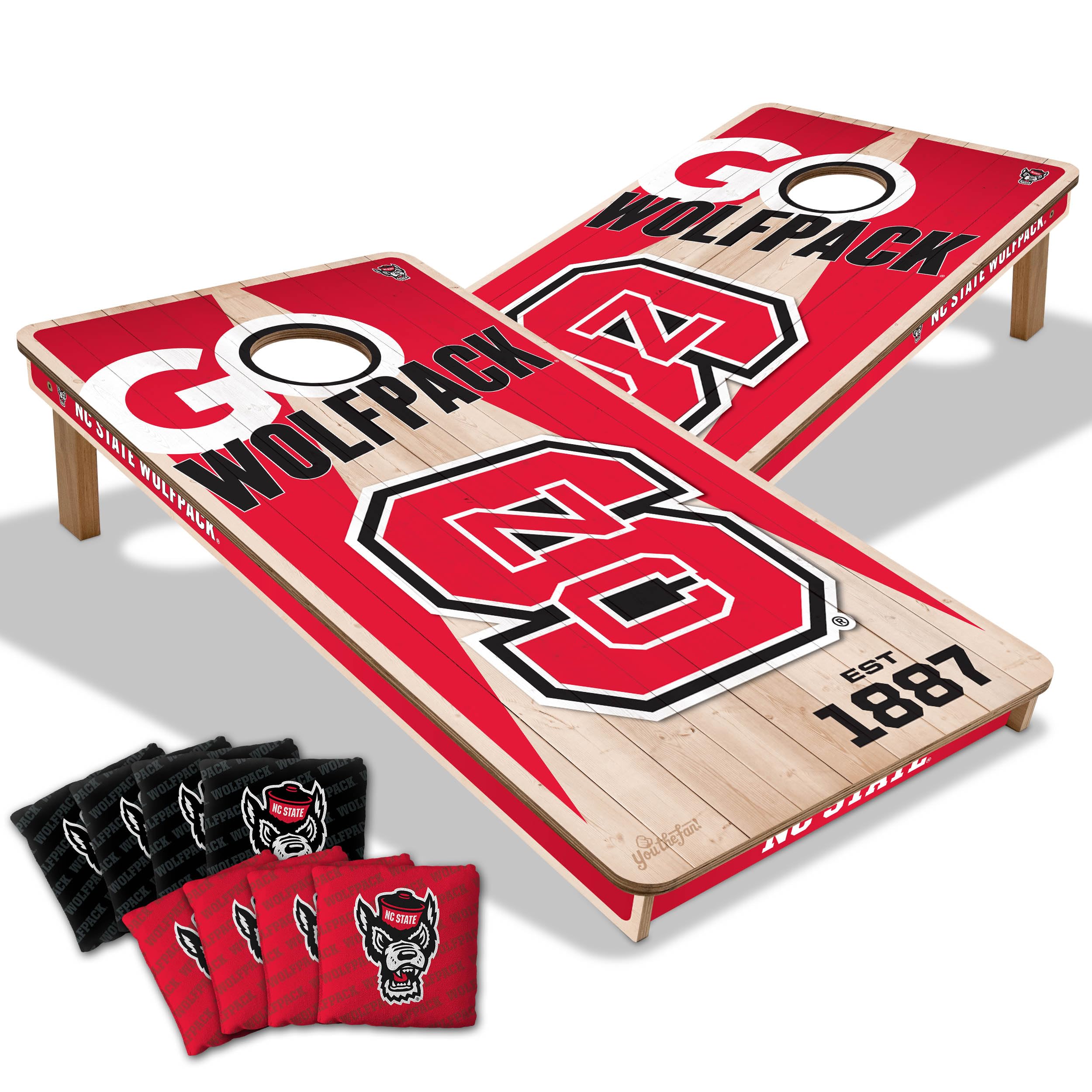 YouTheFan NCAA NC State Wolfpack 2’ x 4’ Professional Wood Cornhole Game with Logo Bags - Sports Collectibles, Sports Memorabilia, Sports Fan Shop, Sports Gifts
