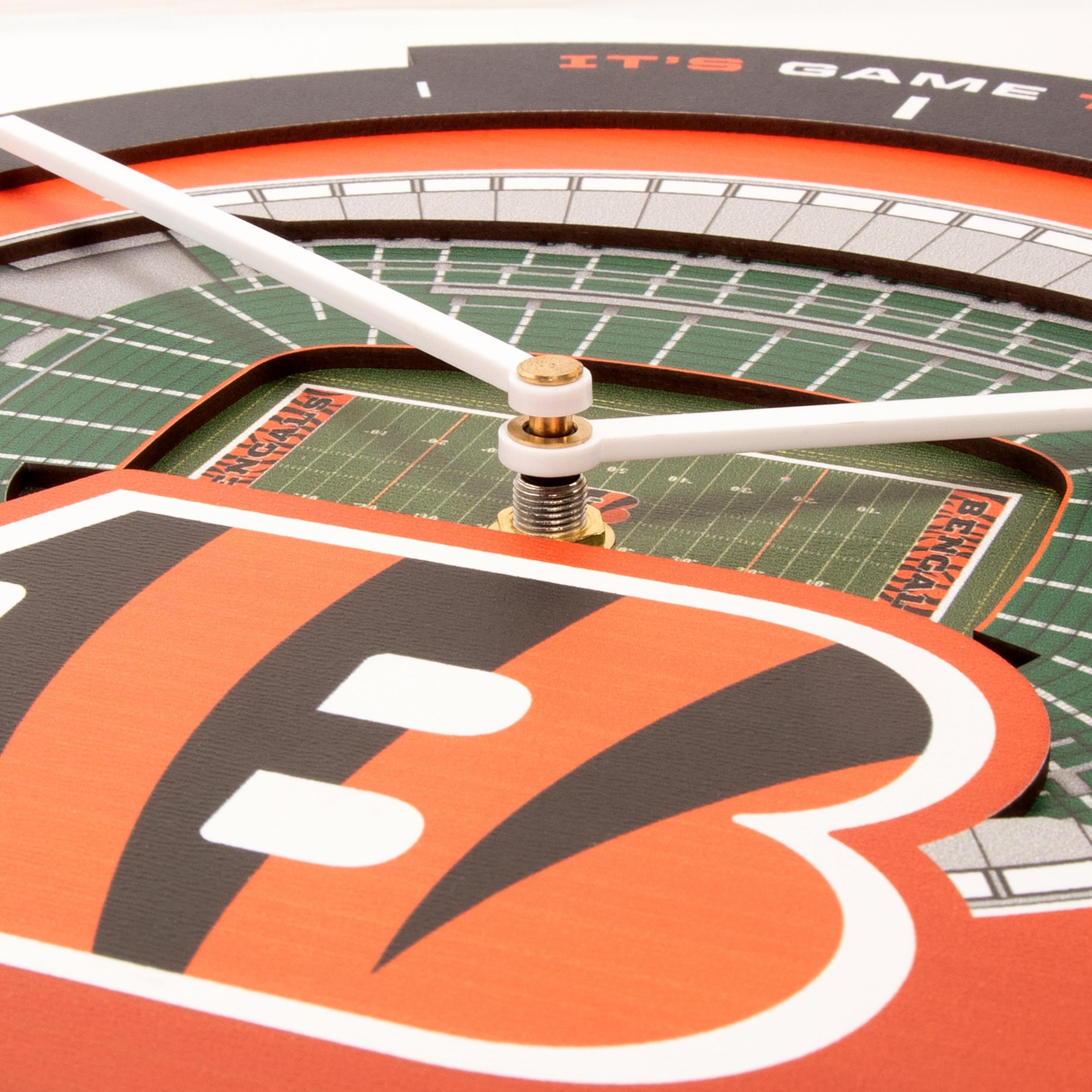 YouTheFan NFL Cincinnati Bengals 3D StadiumView Clock - Sports Gifts, Sports Memorabilia, Sports Collectibles, Fan Shop