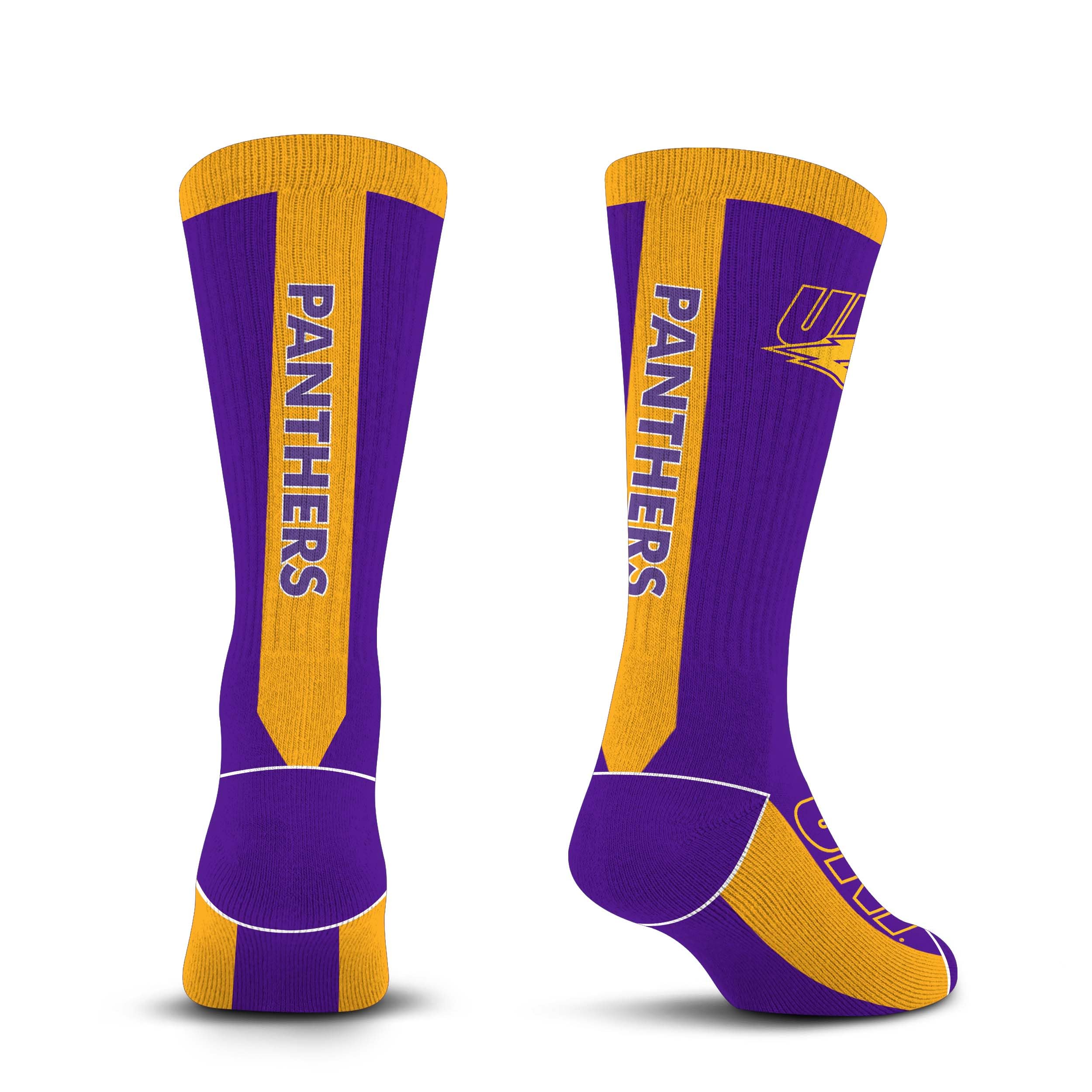 For Bare Feet NCAA NORTHERN IOWA PANTHERS MVP Crew Sock Team Color Large - Sports Gifts, Sports Memorabilia, Sports Collectibles, Fan Shop