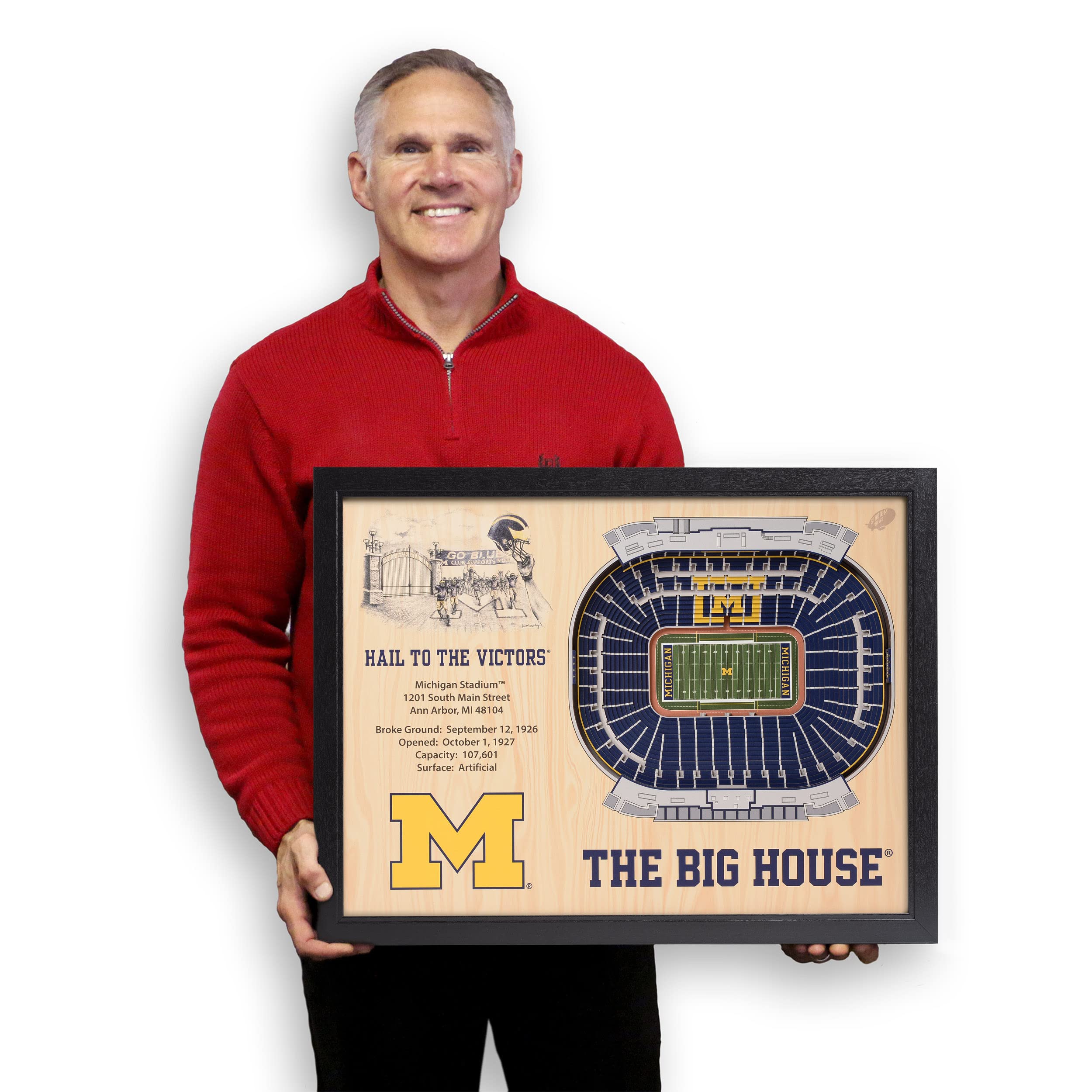 YouTheFan NCAA Michigan Wolverines 25-Layer StadiumViews 3D Wall Art - Michigan Stadium, 19.50" x 25.50" - Sports Collectibles, Sports Memorabilia, Sports Fan Shop, Sports Gifts