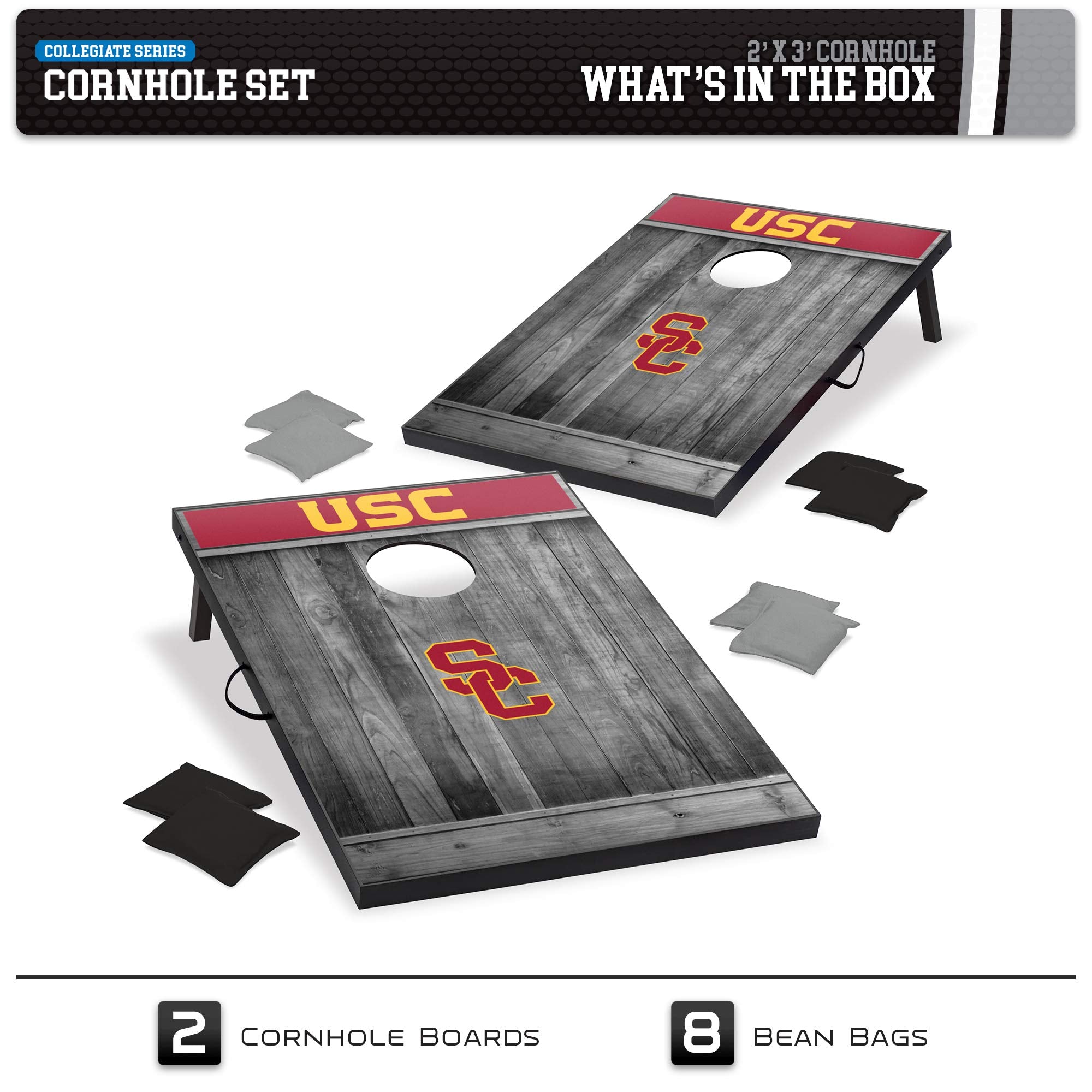 Wild Sports 2'x3' MDF Wood NCAA College USC Trojans Cornhole Set - Sports Collectibles, Sports Memorabilia, Sports Fan Shop, Sports Gifts