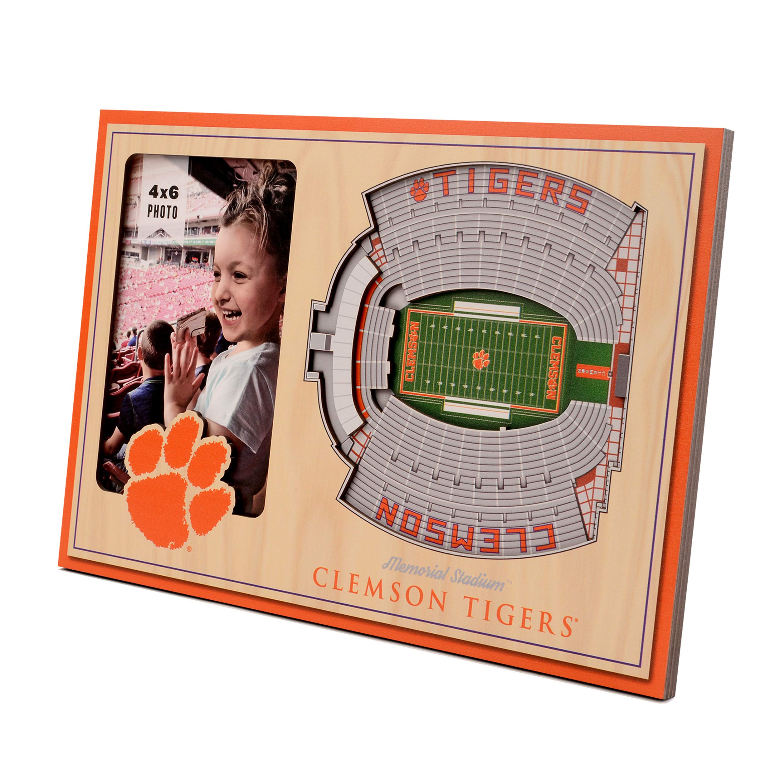 YouTheFan NCAA Clemson Tigers 3D StadiumView Picture Frame - Memorial Stadium 12" x 8" - Sports Collectibles, Sports Memorabilia, Sports Fan Shop, Sports Gifts