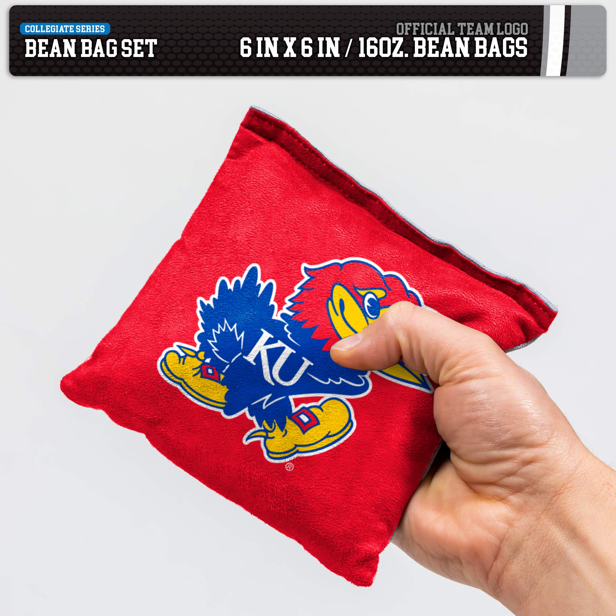 Wild Sports NCAA Kansas Jayhawks 8pk Dual Sided Bean Bags, Team Color - Sports Collectibles, Sports Memorabilia, Sports Fan Shop, Sports Gifts