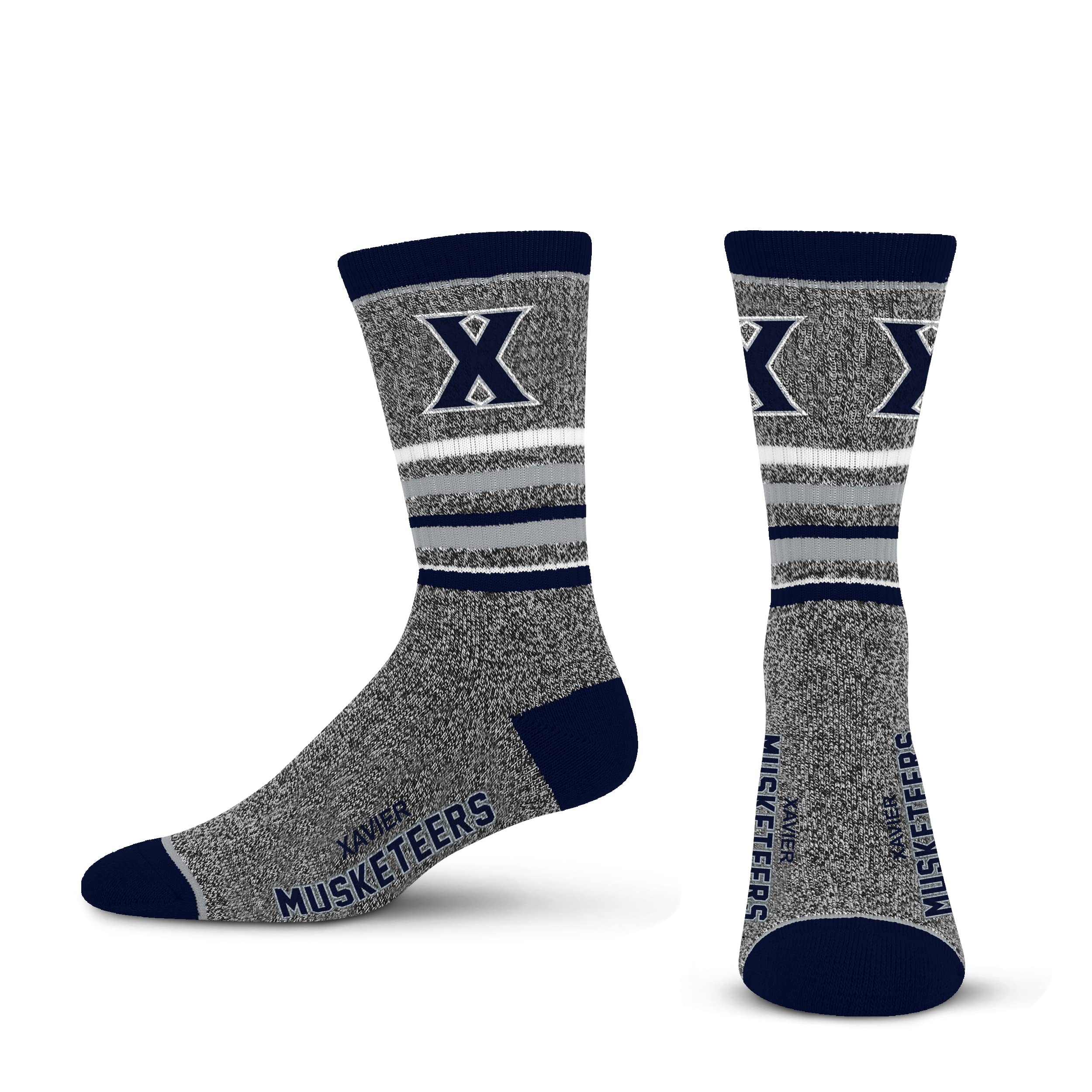 For Bare Feet Mens NCAA Xavier Musketeers 5 Star Crew Sock Marble Grey Large - Sports Gifts, Sports Memorabilia, Sports Collectibles, Fan Shop