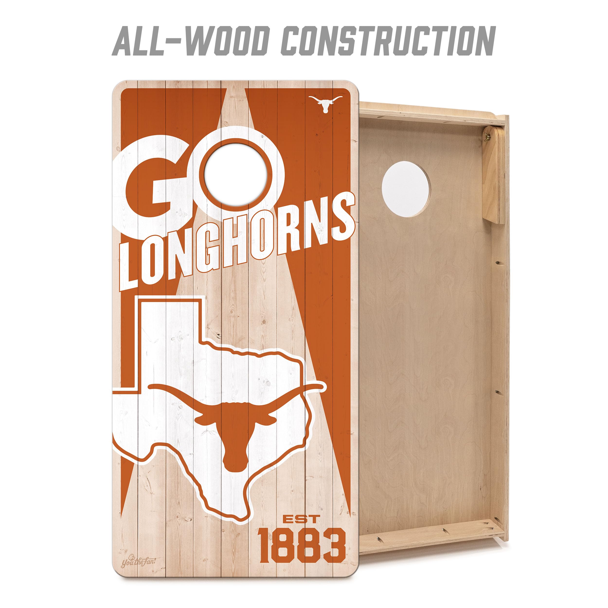 YouTheFan NCAA Texas Longhorns 2’ x 4’ Professional Wood Cornhole Game with Logo Bags - Sports Collectibles, Sports Memorabilia, Sports Fan Shop, Sports Gifts