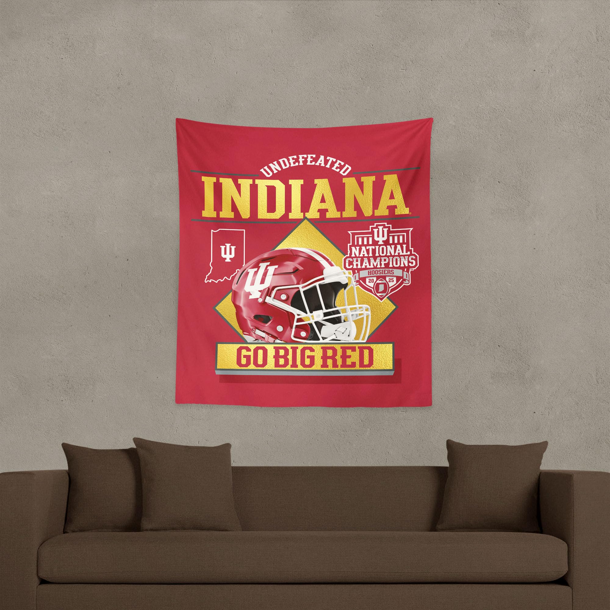 Northwest 2025 NCAA Football Championship Indiana Hoosiers Golden Wall Hanging, 34 x 40 inches - Sports Gifts, Sports Memorabilia, Sports Collectibles, Fan Shop
