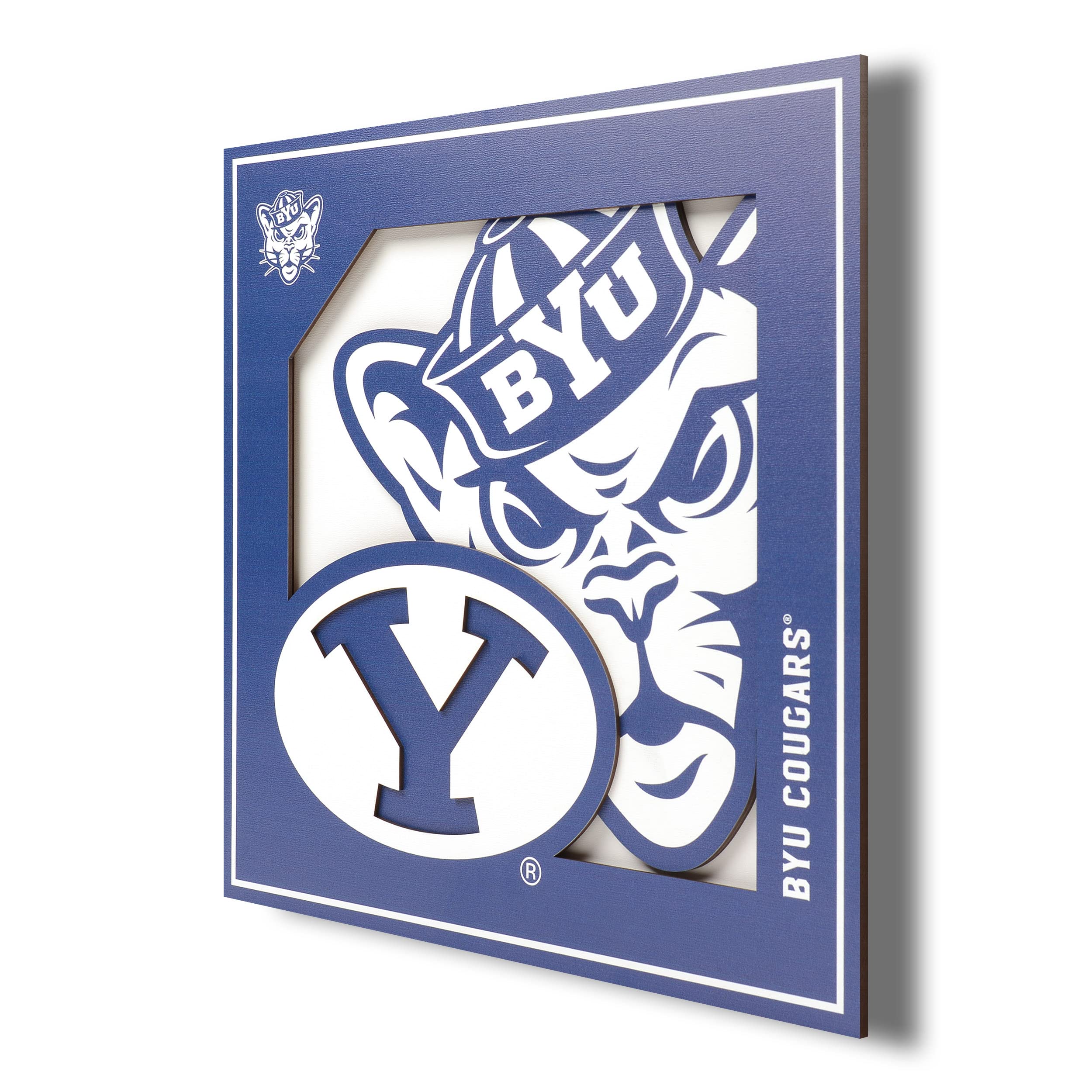 YouTheFan NCAA BYU Cougars 3D Logo Series Wall Art - 12x12 - Sports Collectibles, Sports Memorabilia, Sports Fan Shop, Sports Gifts