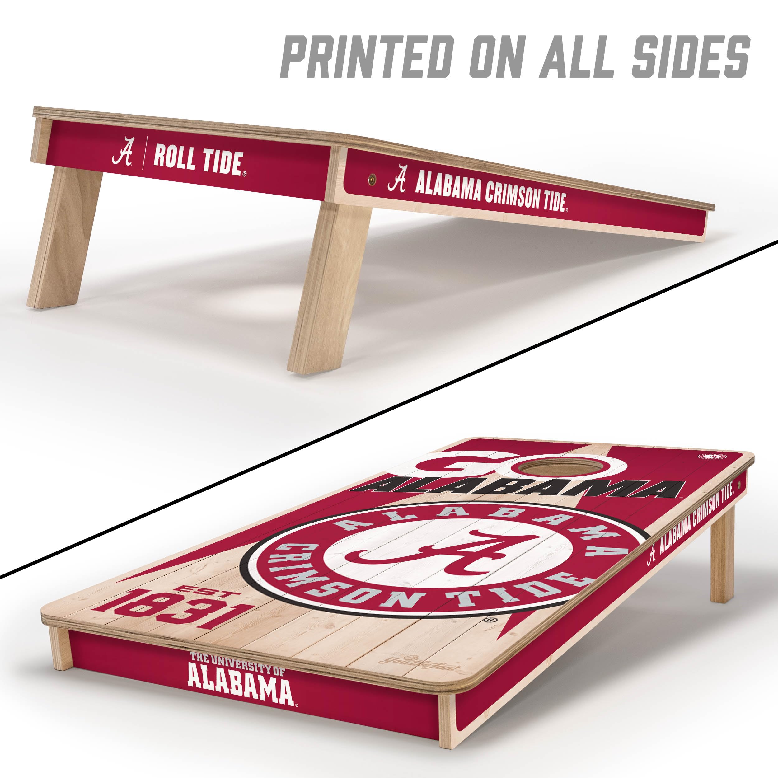 YouTheFan NCAA Alabama Crimson Tide 2’ x 4’ Professional Wood Cornhole Game with Logo Bags - Sports Collectibles, Sports Memorabilia, Sports Fan Shop, Sports Gifts
