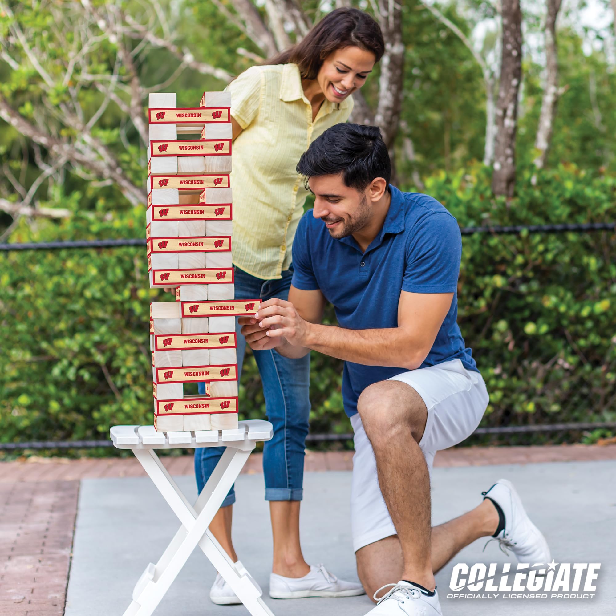 Wild Sports NCAA Wisconsin Badgers Giant Stacking Wooden Blocks – Tumbling Tower Classic Family Game Stacks Over 5 ft. High – Great Gift for Any College Football Fan! - Sports Collectibles, Sports Memorabilia, Sports Fan Shop, Sports Gifts