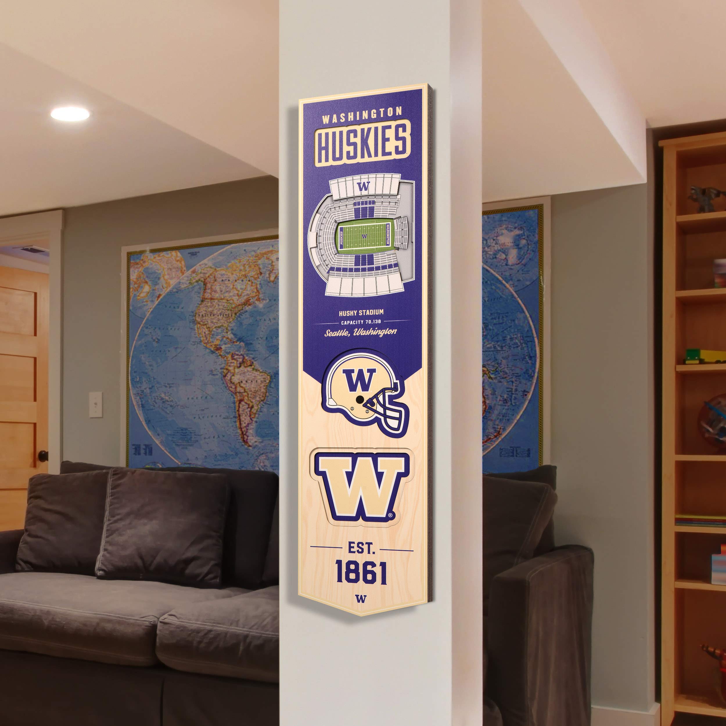 YouTheFan NCAA Washington Huskies 3D Stadium 8x32 Banner - Husky Stadium - Sports Collectibles, Sports Memorabilia, Sports Fan Shop, Sports Gifts
